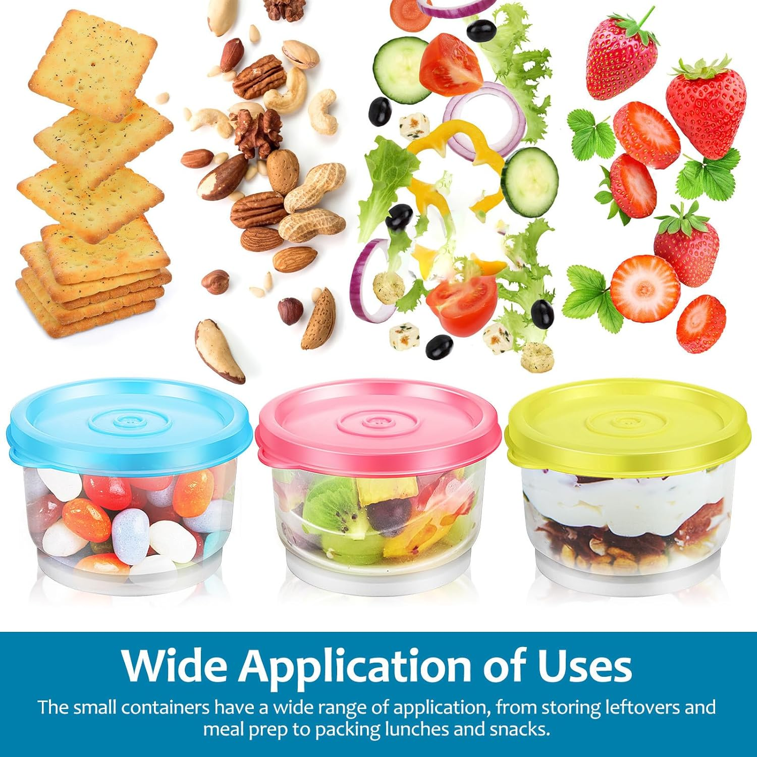 LALADEFIEE 6Pcs Small Food Storage Containers 160Ml, Multi-Color Plastic Snack Boxes with Lids, Refrigerator Organizer and Sealing Preservation Containers for Picnic and Fridge Use image number 4