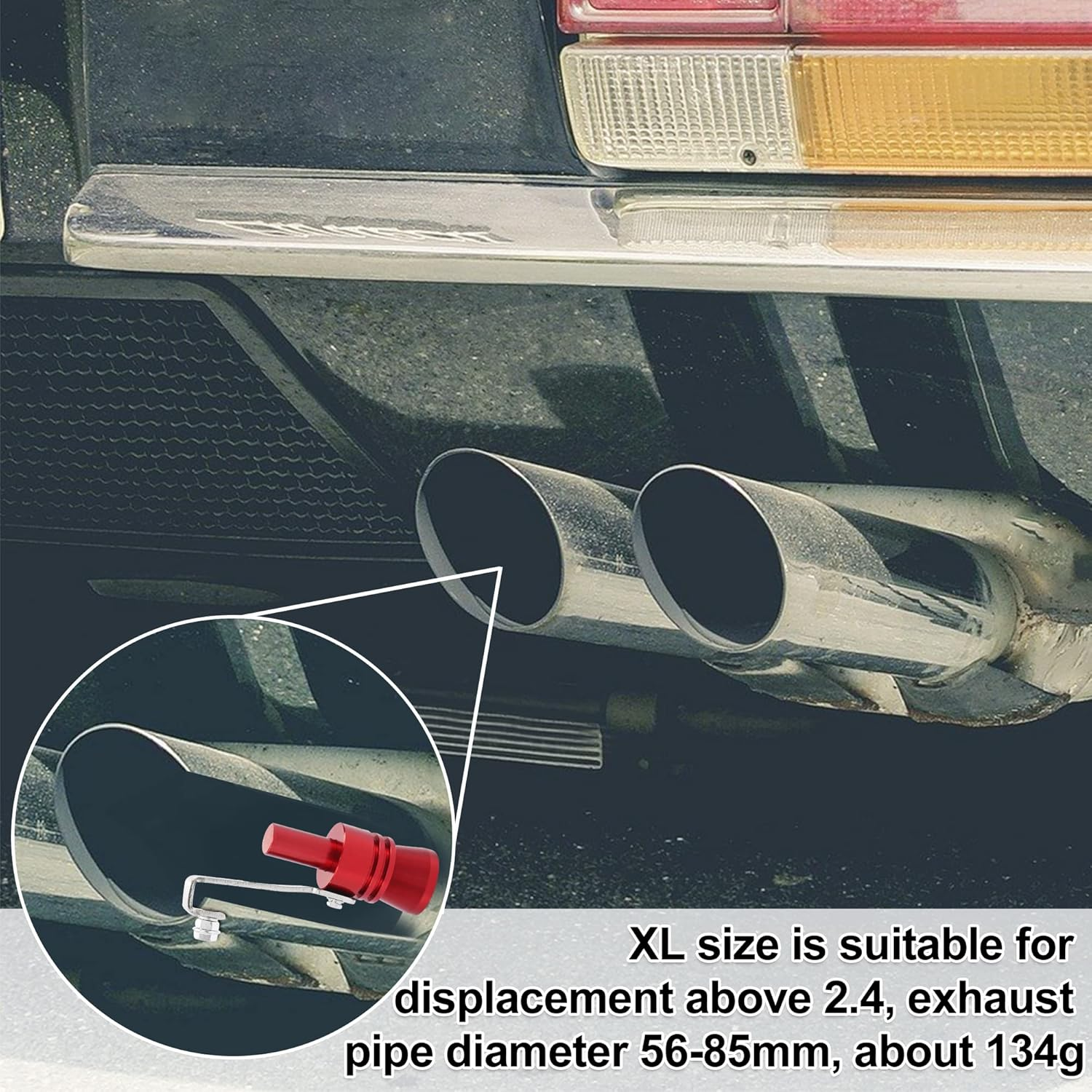 X AUTOHAUX 2Pcs XL Size Aluminum Alloy Universal Turbo Sound Exhaust Muffler Pipe Whistle Car Roar Maker Red image number 3