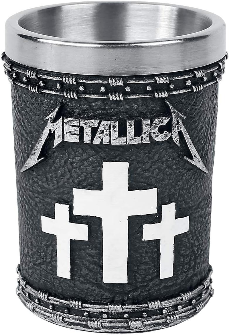 Nemesis Now B4683N9 Metallica-Master of Puppets Shot Glass 7Cm, Resin W/Stainless Steel Insert, Black image number 1