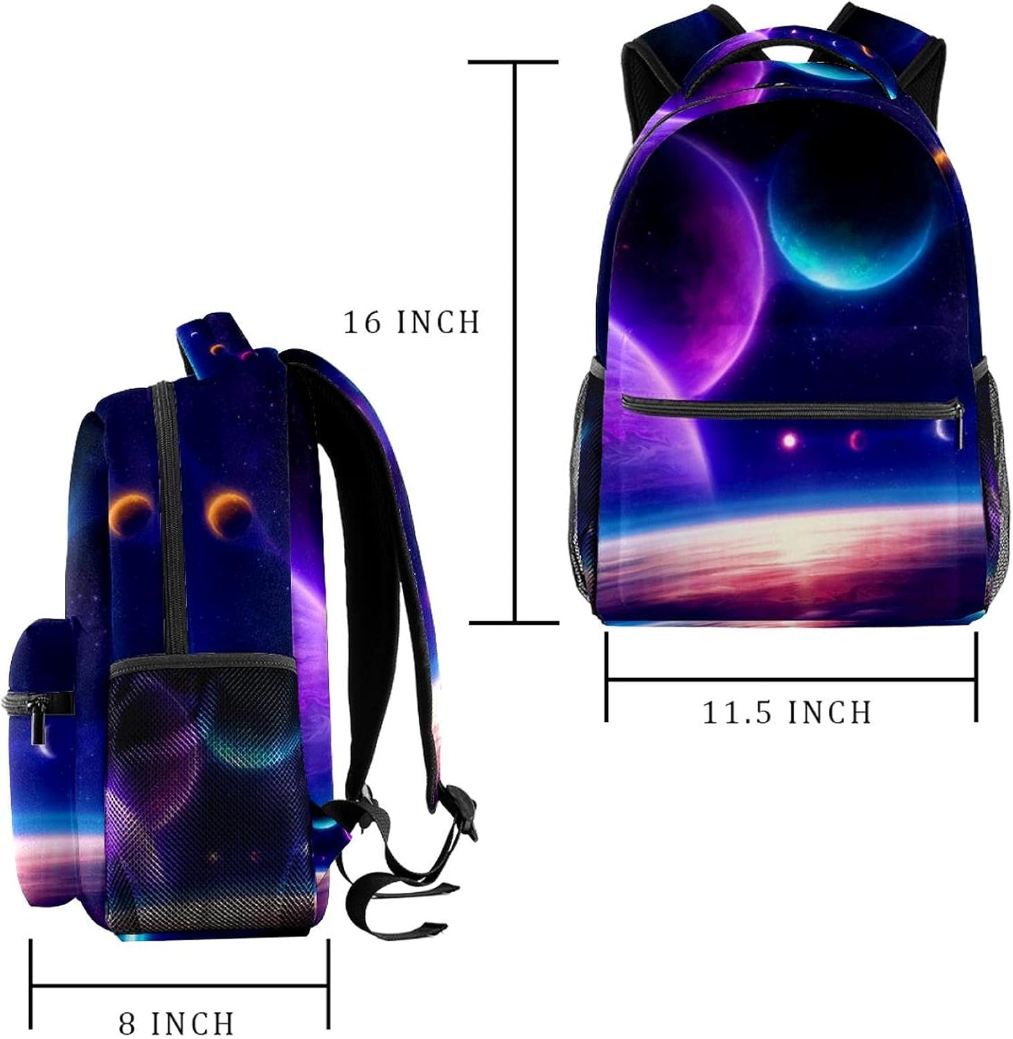Fantasy Universe with Glowing Planets Backpack Students Shoulder Bags Travel Bag College School Tote Backpacks