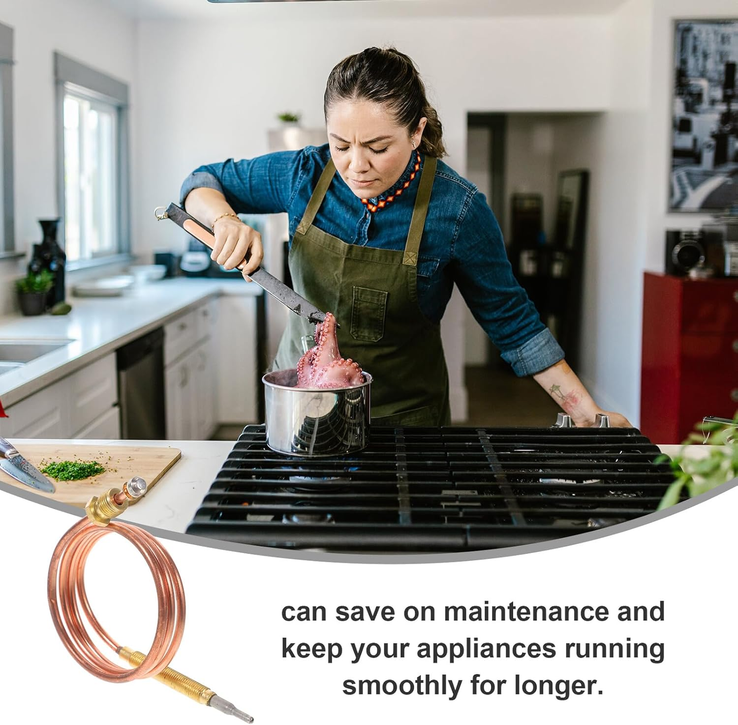 Fireplace Thermocouple Sensor for Oven Stove BBQ Grill Flameout Safety Probe with Precise Temperature Control Replacement Thermocouple for Heating Appliances image number 6