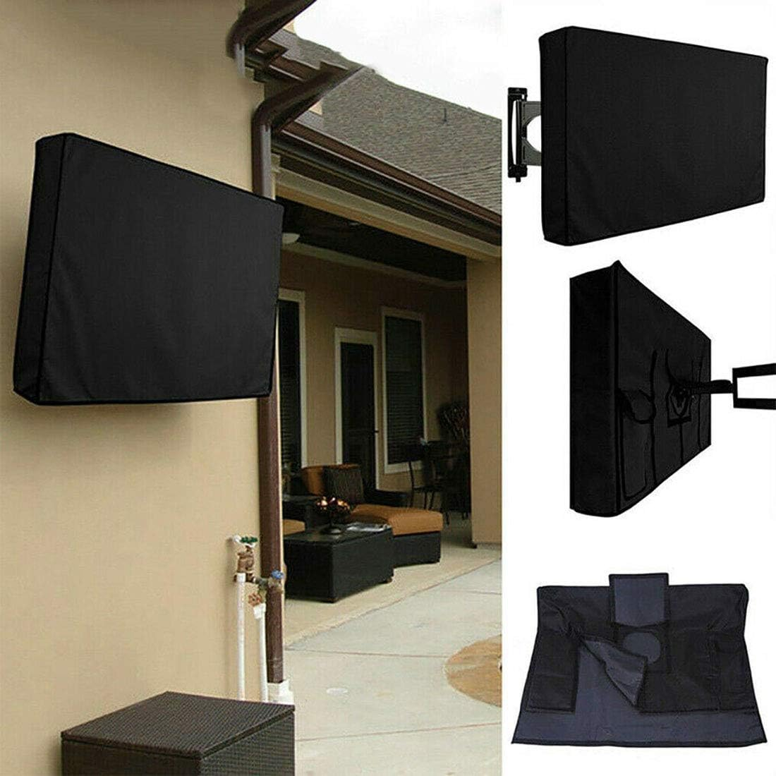 Outdoor TV Cover 22" - 26" - Black Heavy Duty Flat Screen Cover Resistant Water Protector Dust-Proof Material for Outdoor Garden Pool TV Television Screens image number 3
