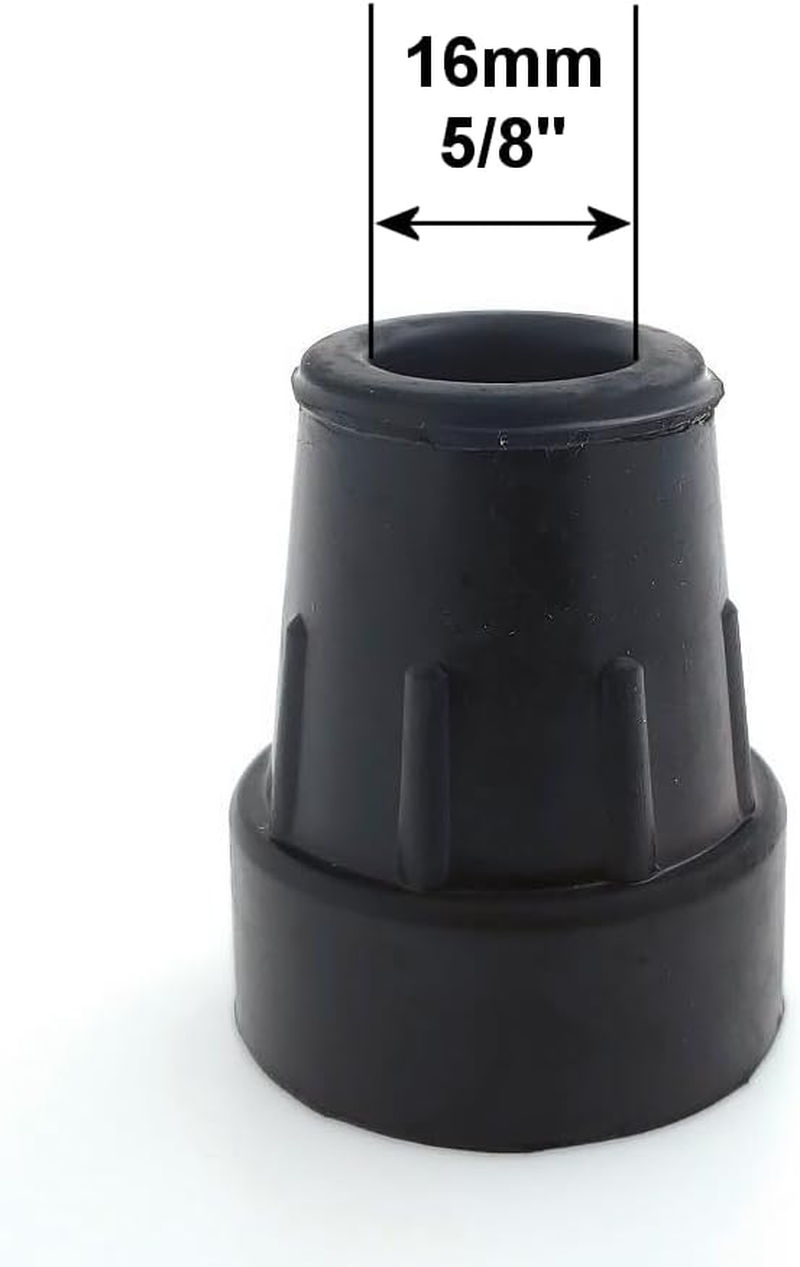 Lifeswonderful - Qty: 4X 16Mm Heavy Duty Rubber Ferrules Tips for Walking Sticks Crutches Zimmer Frames - Black image number 1
