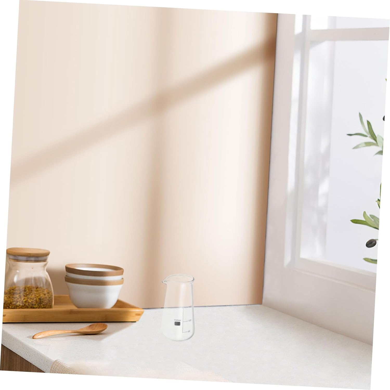 INOOMP Glass Milk Frothing Pitcher with Scale Measuring Cup Small Capacity Creamer Container for Espresso Coffee Tea Brewing Dishwasher Safe Stylish Design image number 1