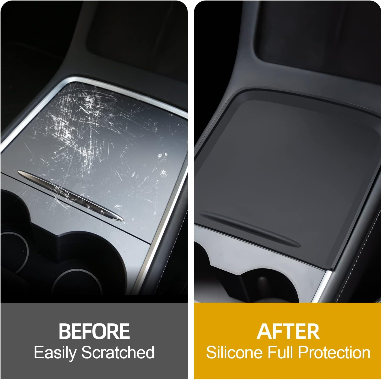 Silicone Center Console Wrap Cover for Tesla Model 3 Y 2021 2022 2023(Black) image number 6