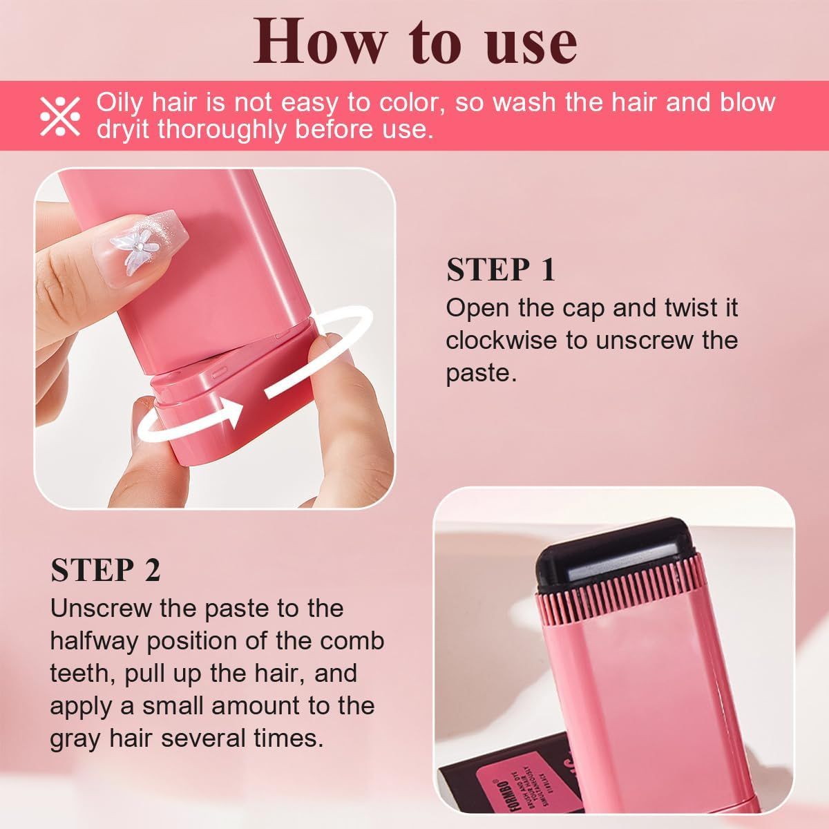 Hair Color Stick Temporary Hair Color for Gray Coverage Disposable Sweat-Proof Hair Dye Pen Dye Stick, Touch-Up Comb 2-In-1 Instant with Built-In Comb for Women Men Hairline Shading Pen (Black) - Brown image number 4