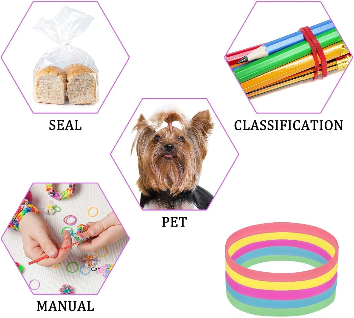 Pack of 1000 Hair Bobbles Multicoloured Mini Elastic Hair Bands for Soft Elastic Bands for Children'S Hair, Children Girls Women'S Braids, Wedding, Hairstyle and More image number 6