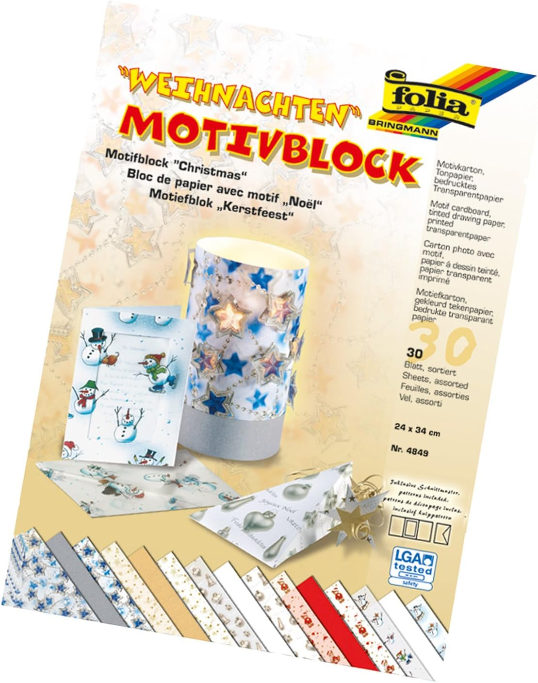 Folia 4749 - Abstracta and Young Motif Pad, 24 X 34 Cm, 30 Sheets, Assorted, 10 X Motif Cardboard, 10 X Printed Tracing Paper, 10 X Coloured Paper, for a Variety of Crafts image number 4