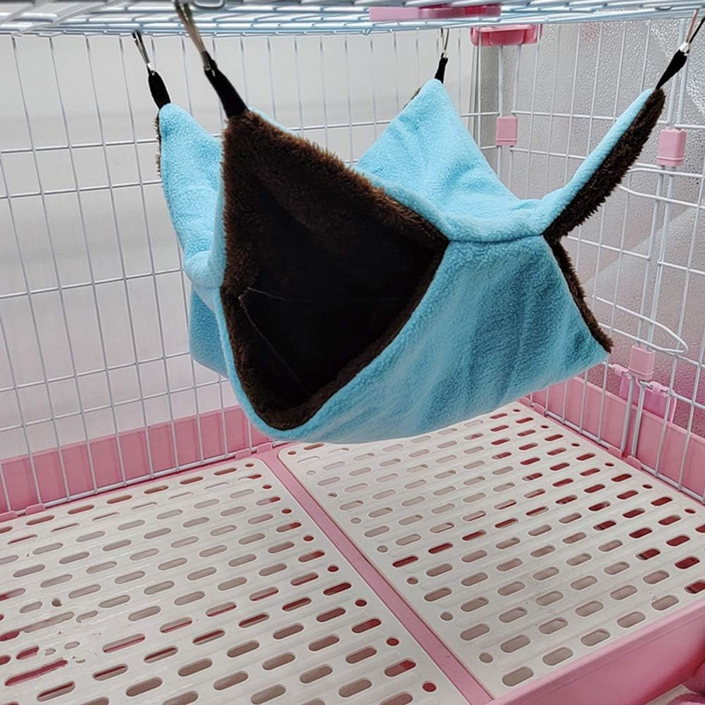 Keersi Bird Nest Double Layer Hanging Hammock Bed Toy for Parrot Parakeet Cockatiel Conure Cockatoo African Grey Amazon Lovebird Finch Budgie Hamster Rat Gerbils Chinchilla Cage Perch (Blue) image number 3