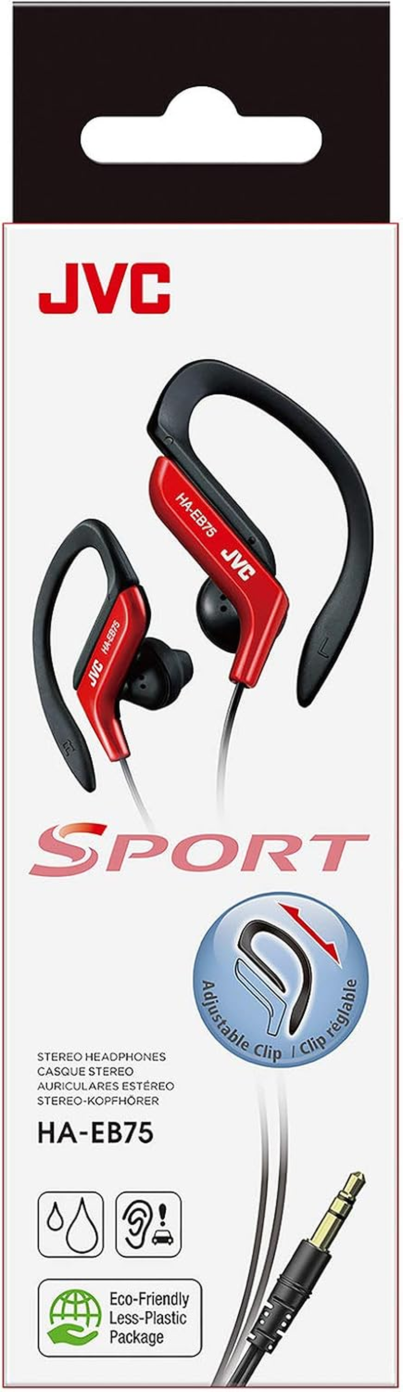 JVC HAEB75R Sports Clip Headphone, Red