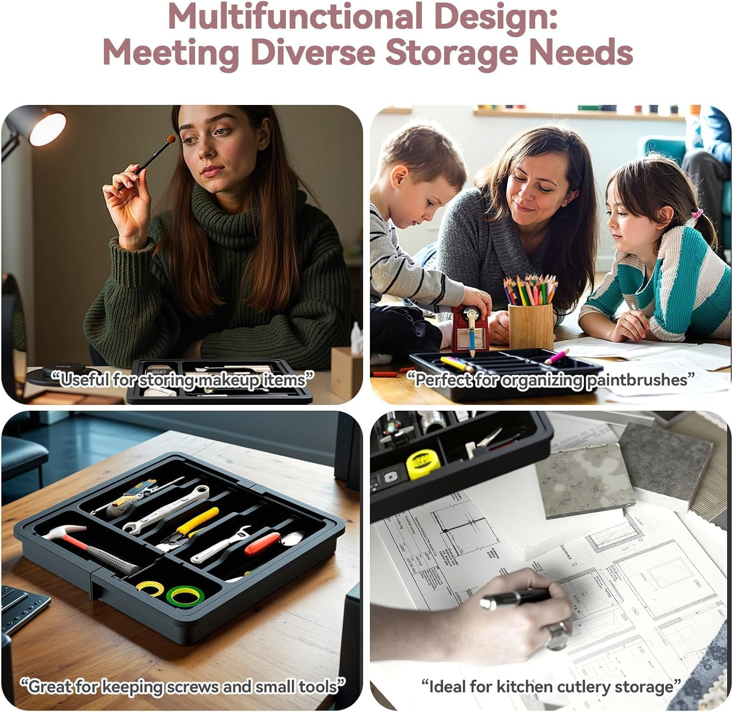 Cutlery Drawer Organiser with 8 Compartments Expandable Kitchen Drawer Organizer, Adjustable Utensil Holder, Cutlery Tray Drawer Dividers for Kitchen Flatwarefor Silverware, Flatware, Knives