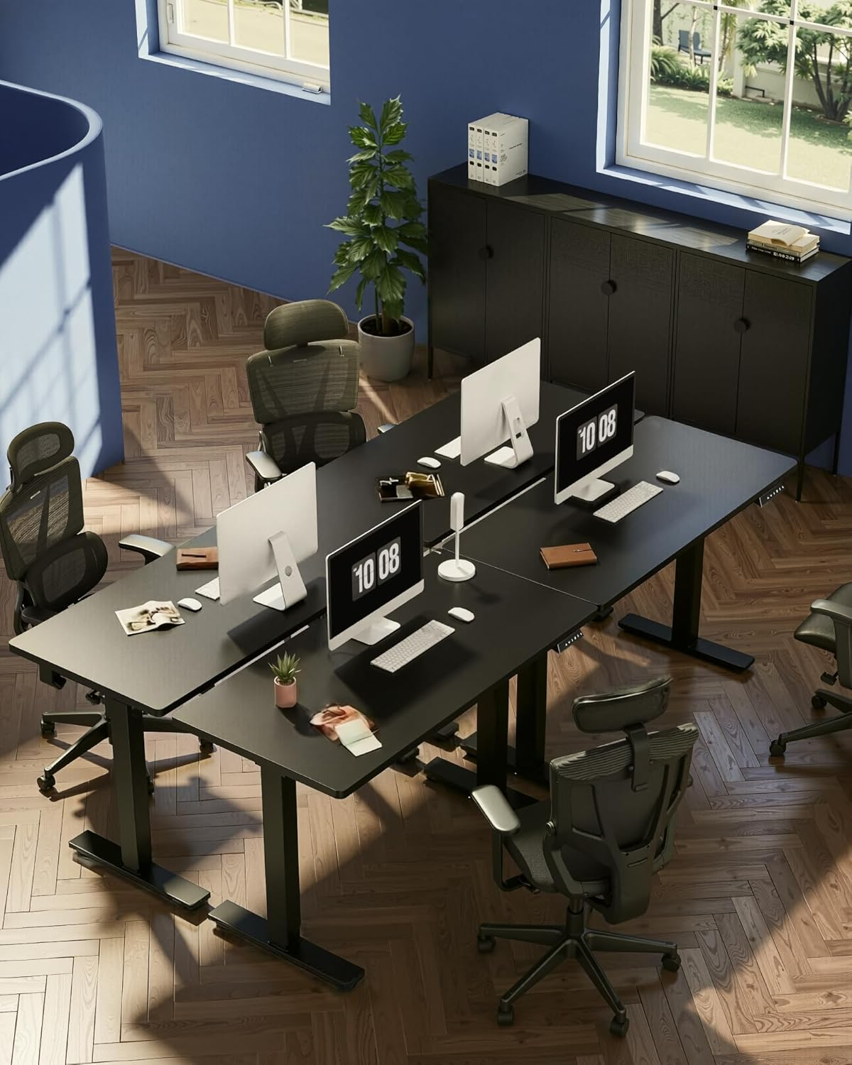 FLEXISPOT Electric Standing Desk 120&times;60Cm Height Adjustable Desk Sit Stand Desk Home Office Desks Whole-Piece Desk Board Black Frame + 120Cm Black Table Top image number 6