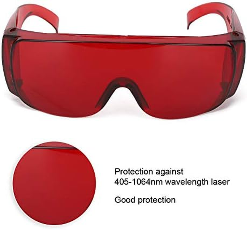 405-1064Nm Wavelength Safety Glasses for Typical 650Nm 445Nm 405Nm Light, Can Filter 80% of the Strong Light for Hair Removal Treatment Eye Goggles (Red)