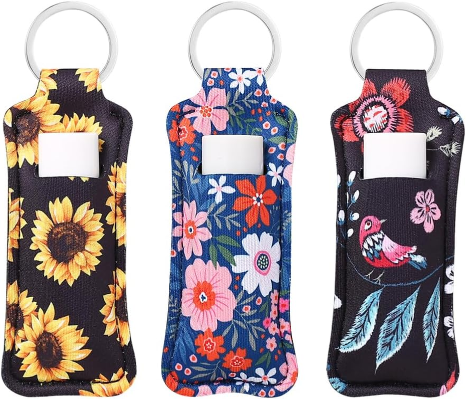 COOKOOKY Chapstick Holder Keychain Cute Lip Balm Keychain Holder with Clip, Sunflower, Large - Marble image number 6