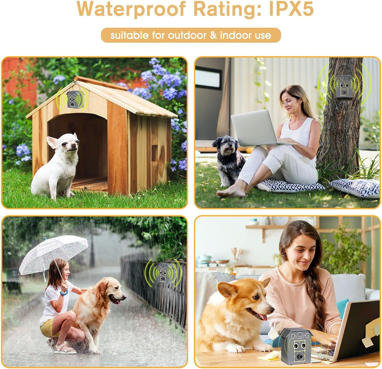 Pet Scene Dog anti Barking Device Stopper Clicker Ultrasonic Stop Bark Repeller Deterrent Control Silencer 15M Range 4 Levels Waterproof Birdhouse Shape - Grey image number 2