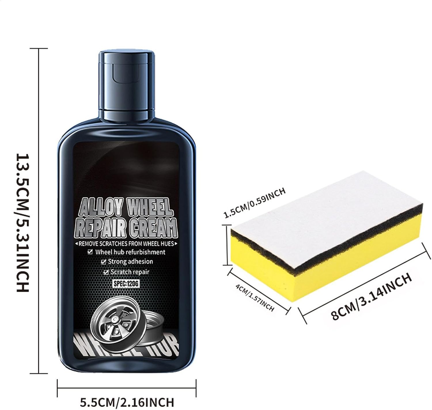 Zibeem Wheel Hub Scratch Repair - Car Tire Scratch Remover 120G with Sponge,Steel Wheel Rim Repair Paste Kit for Suvs Rvs image number 6