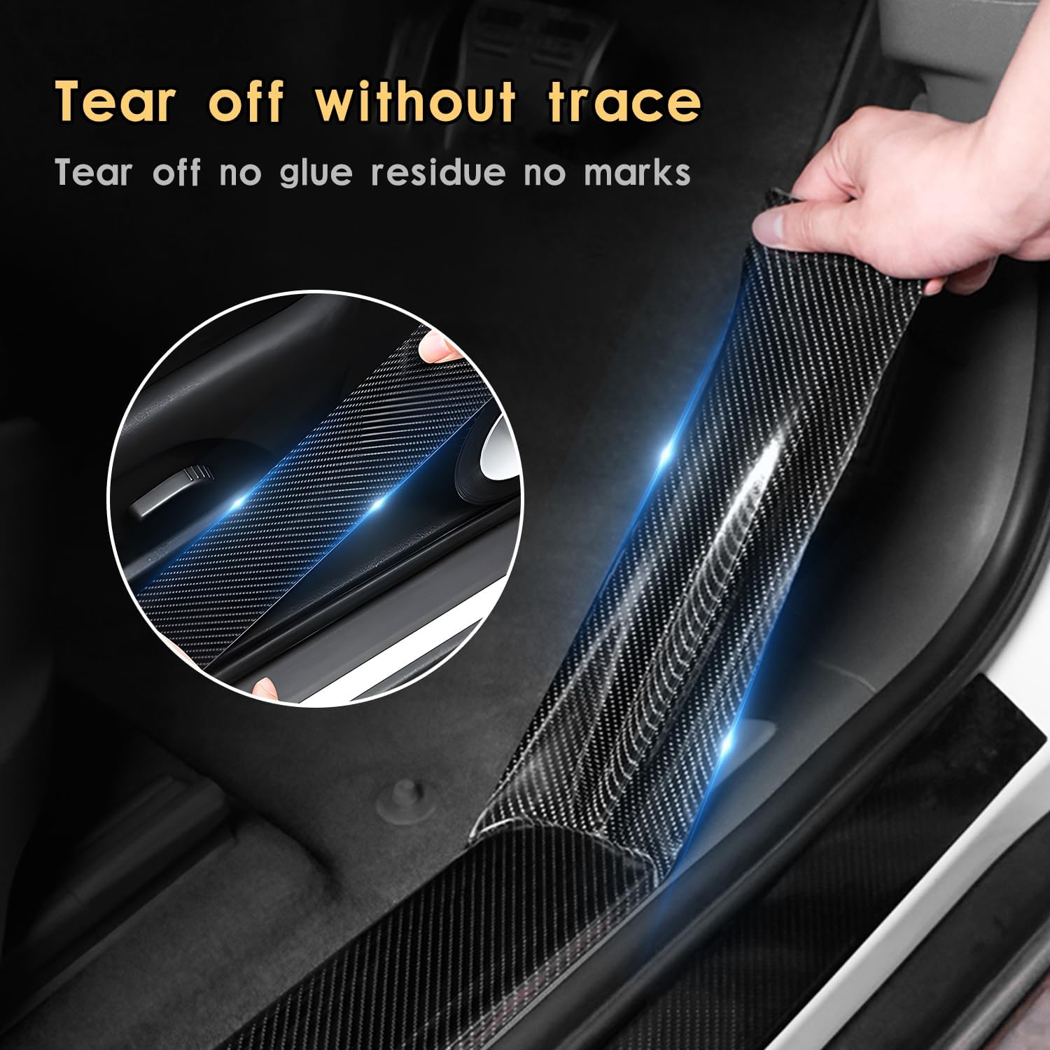 Car Door Edge Gguards,Car Door Edge Guards Door Sill Protector,Car Door Edge Guards Carbon Fiber,Protector Wrap Film Anti-Collision for Most Car image number 4
