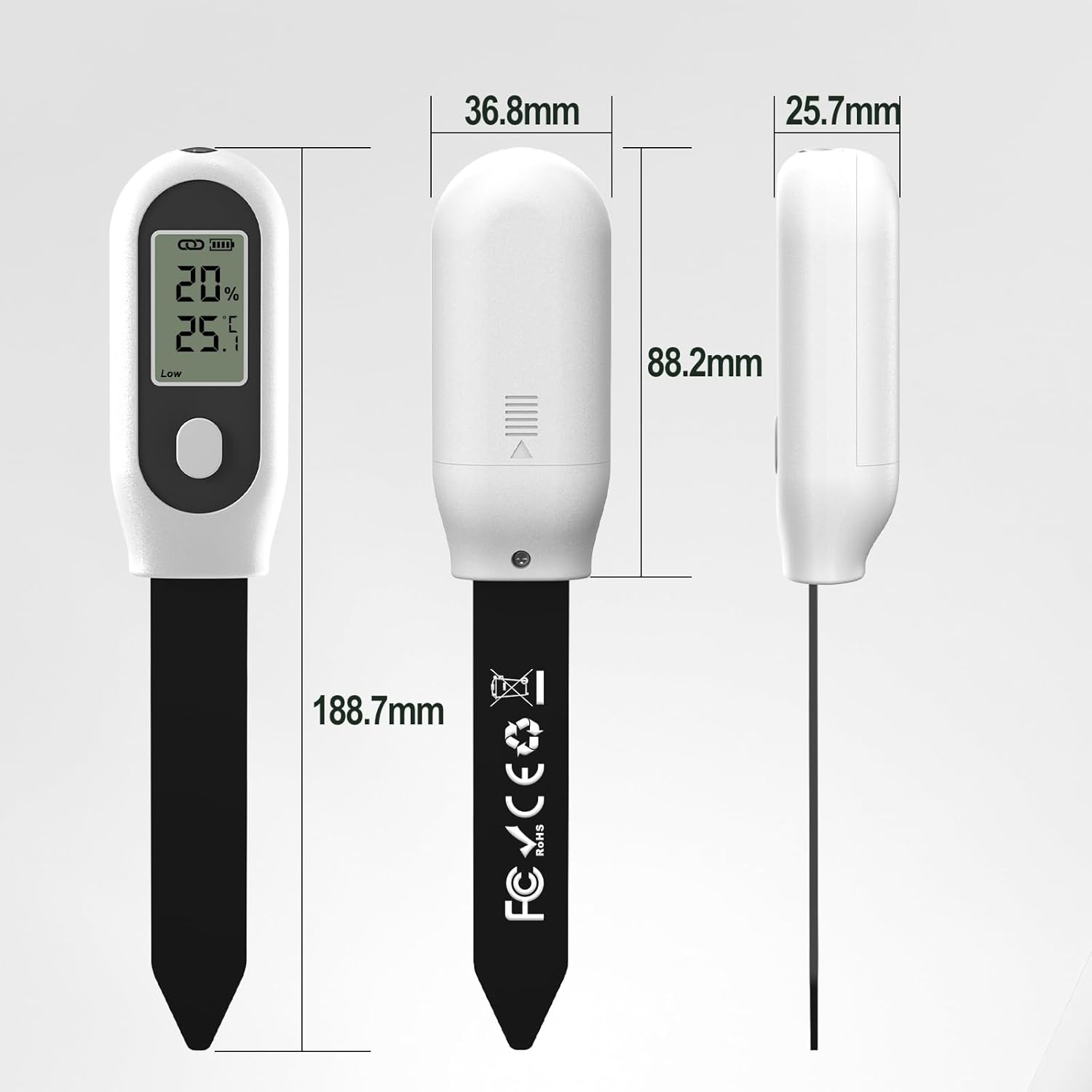 Zigbee Smart 3 in 1 Garden Soil Moisture Sensor, Temperature and Light Monitor, Compatible with Tuya Smart App and Home Assistant (2PCS Soil Meters) image number 2