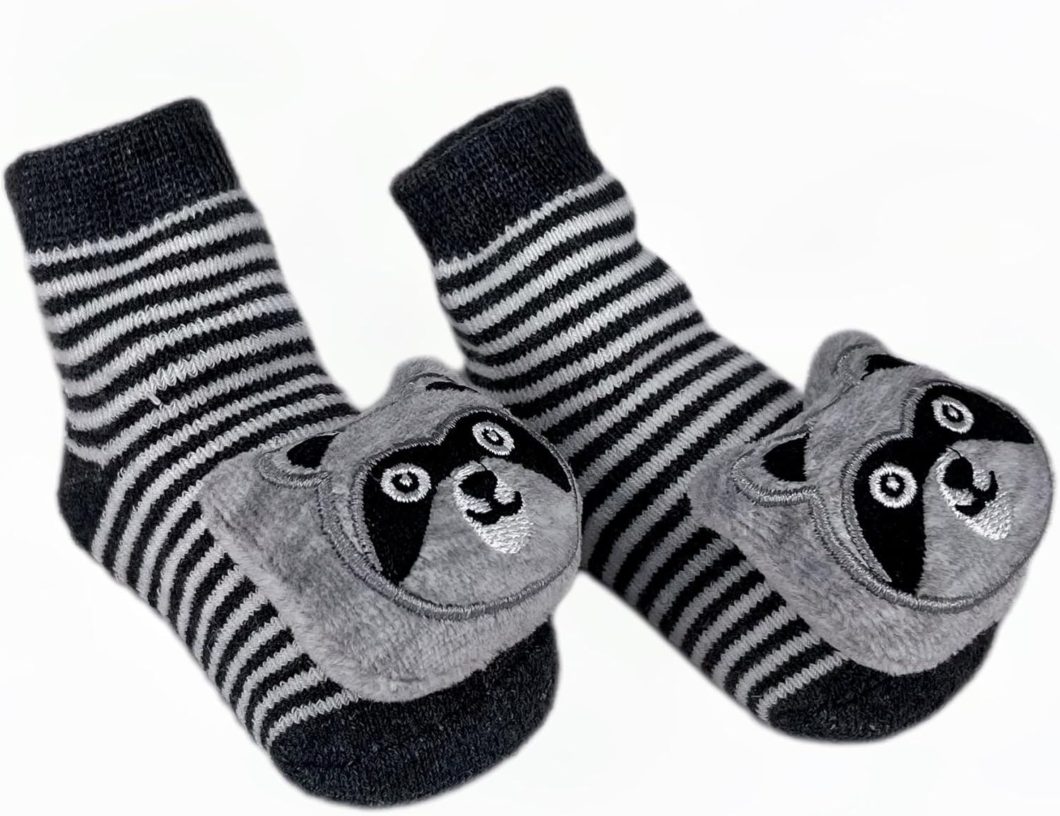PUPPET Baby Rattle Socks Boys for 0-6 Months 3-Pack Plush Animal Set Cat Bear Raccoon Adorable Infant Boogie Toes Rattle image number 4