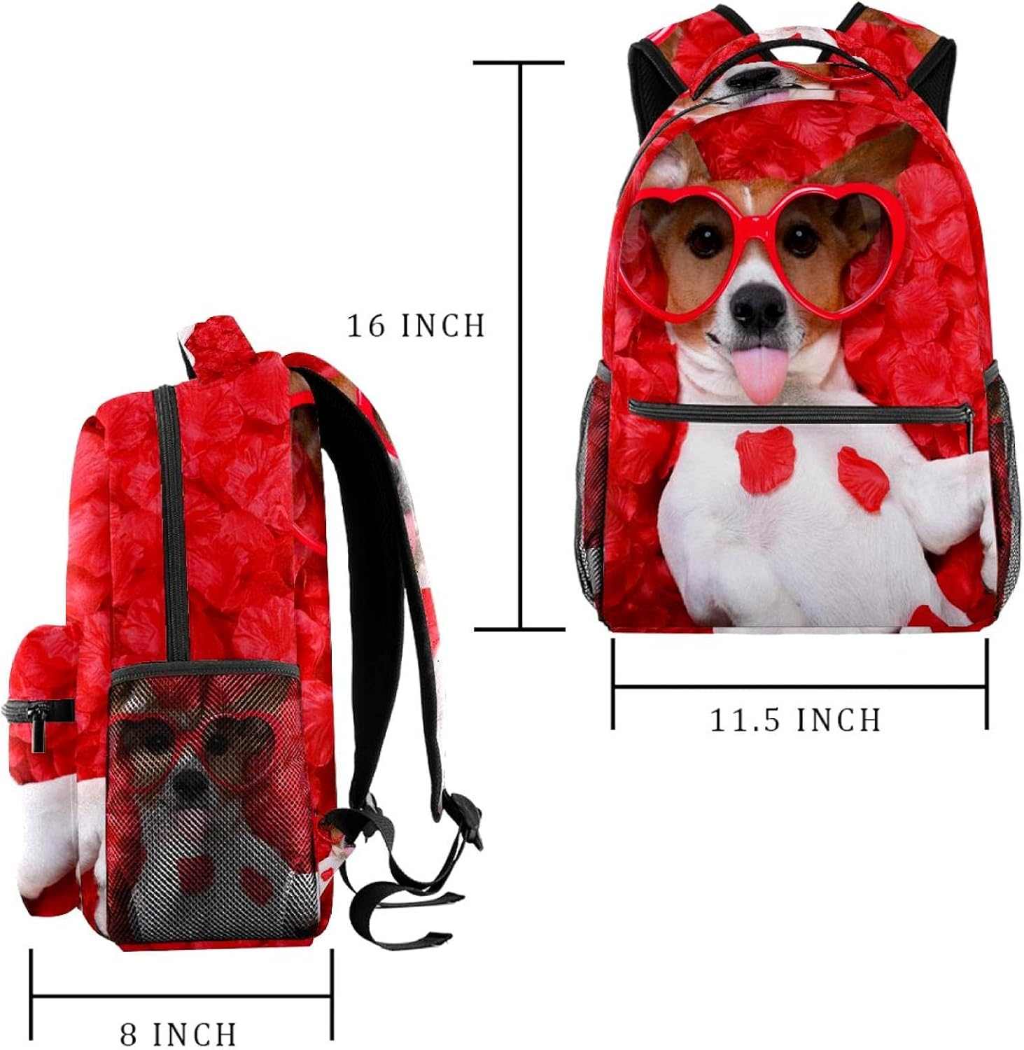 Russell Dog Sticking Out Tongue Wearing Sunglasses Backpack Students Shoulder Bags Travel Bag College School Tote Backpacks image number 3