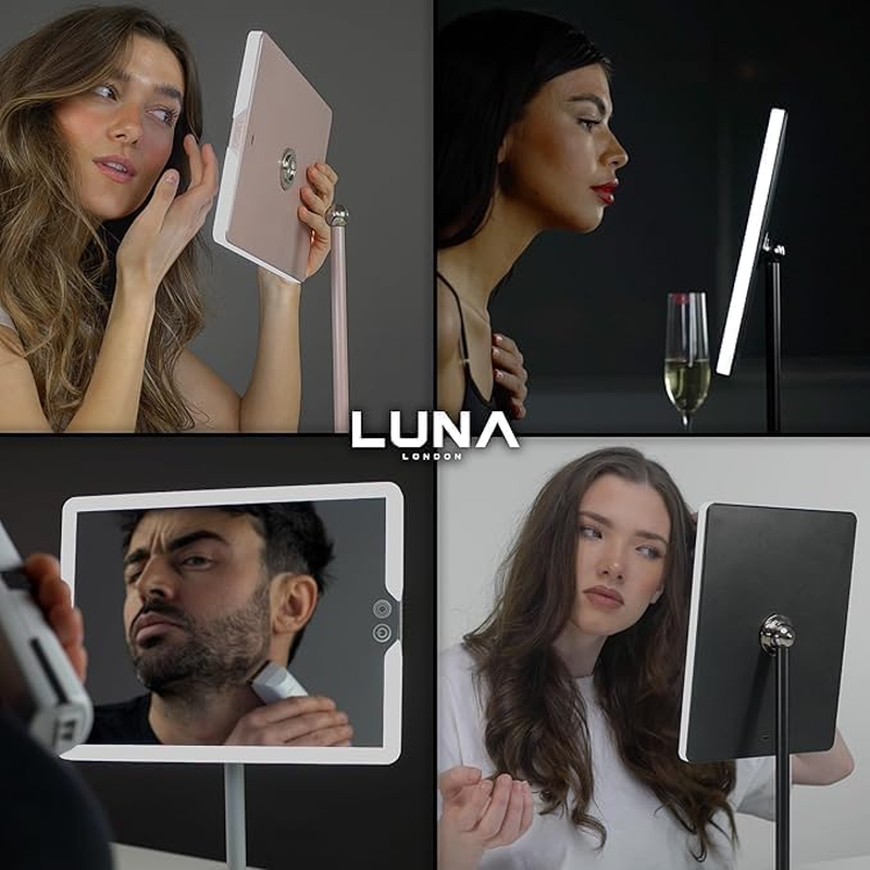 LUNA London ORBIT LED Vanity Mirror with Lights, 7X/1X Magnification, Dimmable & USB-C Rechargeable Tabletop Mirror - Alpine White image number 6