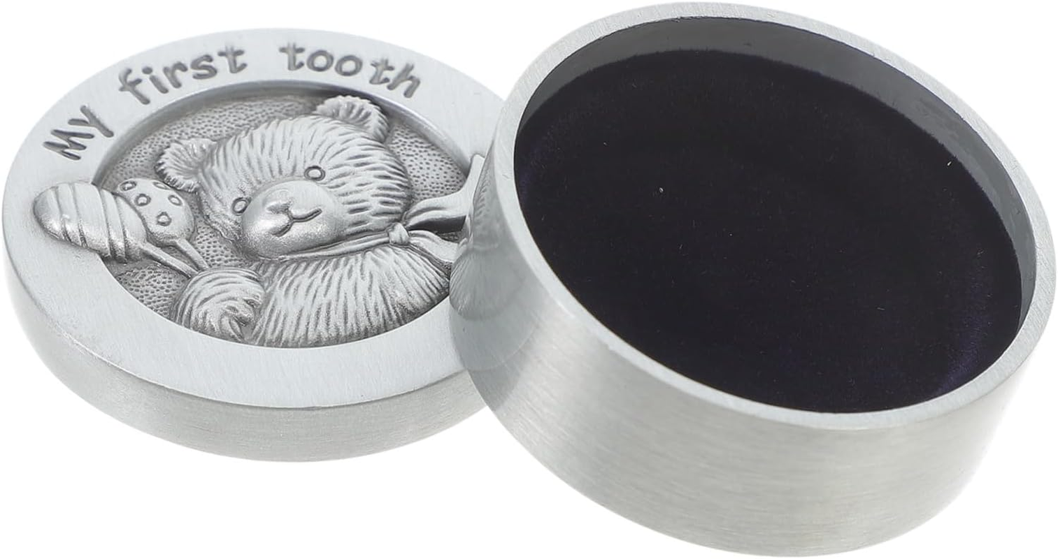 Tooth Keepsake Box Metal Tooth Holder Newborn Storage Box for Boy Girl image number 6