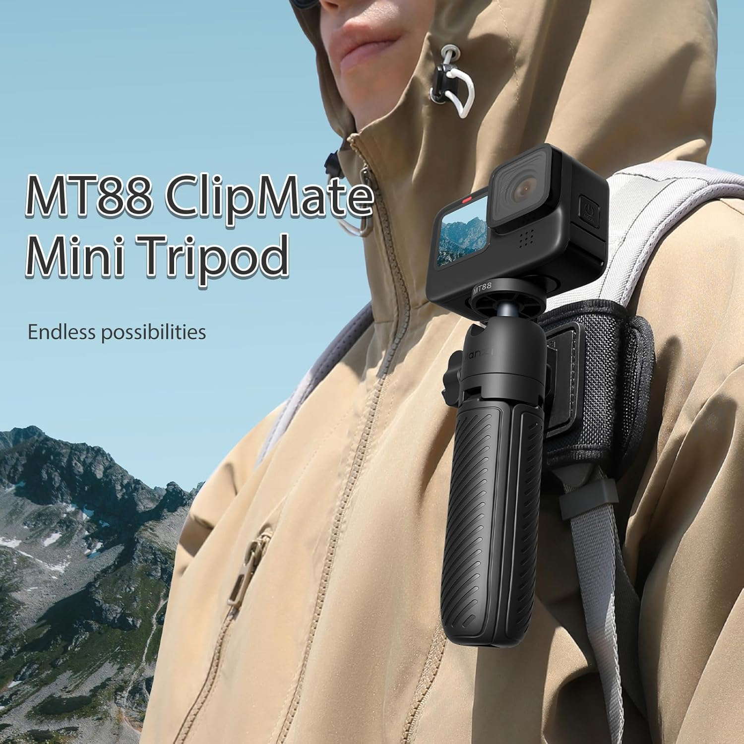 ULANZI MT88 Clipmate Camera Tripod, Selfie Stick W Velcro Strap & Action Camera Adapter, Mini Tabletop Tripod W Cold Shoe, Travel Tripod for Iphone Series & Action Cam, DJI Pocket3,Insta 360 X5 image number 1