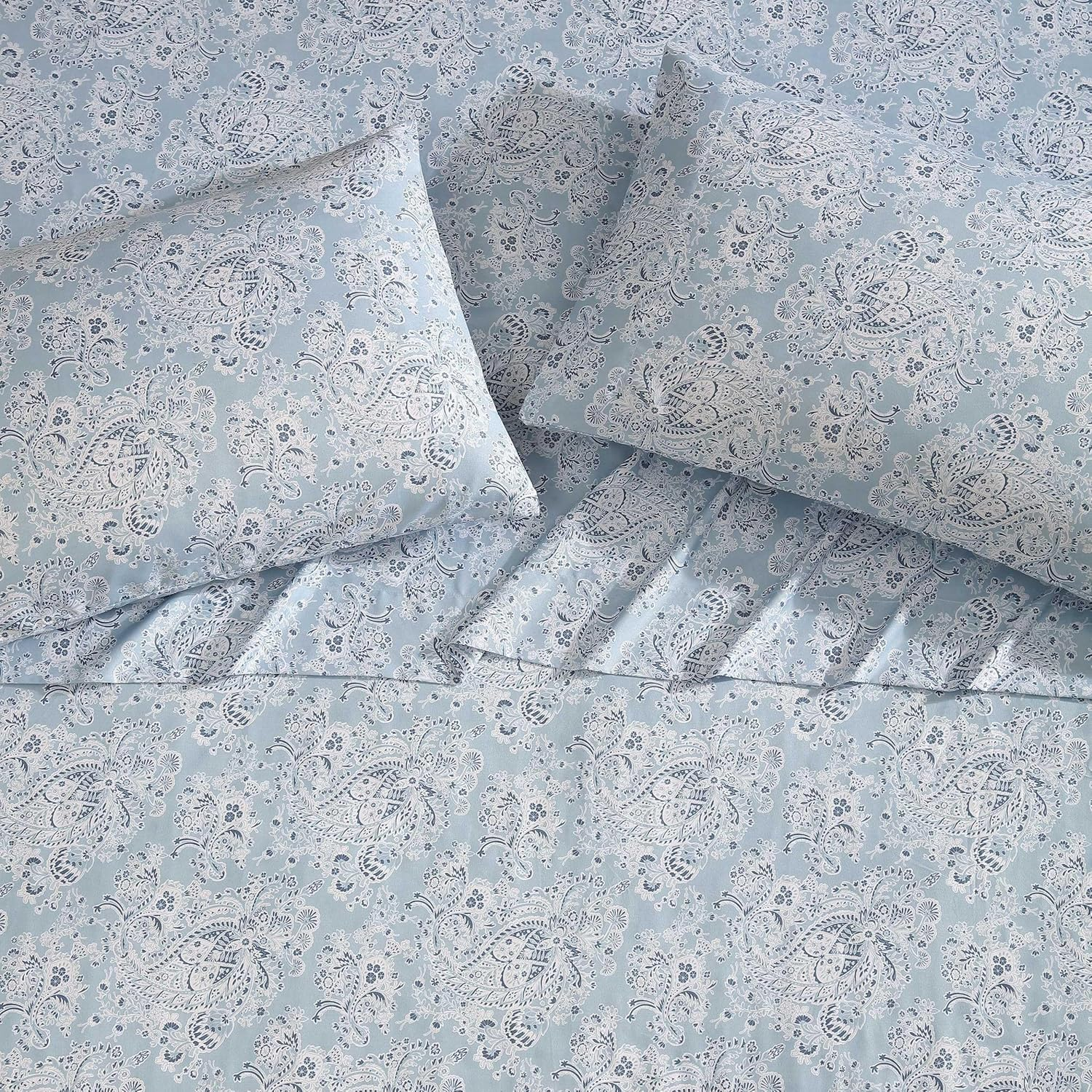 Wrangler - Twin Sheet Set, Silky & Lightweight Bedding Set, Paisley Home Decor, Oeko-Tex Certified (Prairieland Paisley Blue, Twin) - Twin, Steer Head Stripe Pink image number 7