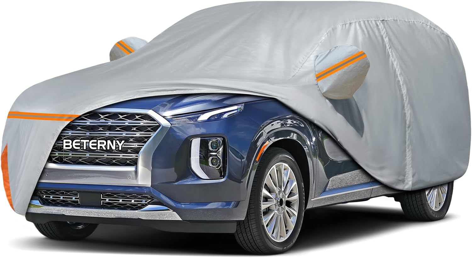 Car Cover for 2019-2025 Hyundai Palisade, Waterproof Custom-Fit All Weather Sun Rain UV Dust Snow Protection Windproof Outdoor Palisade Car Cover with Door Zipper and Cotton Lining-Grey image number 6