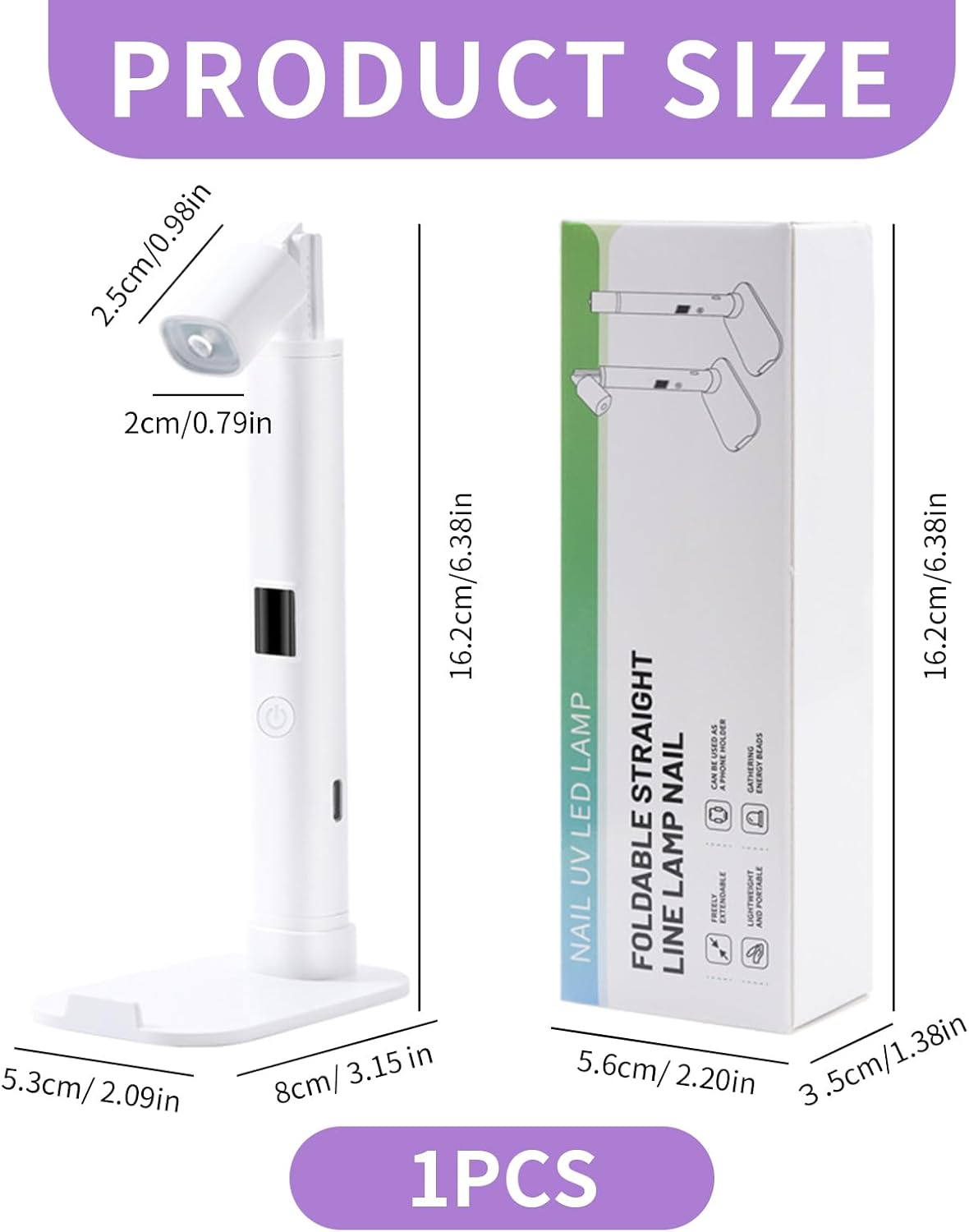 Stand Type One-Line Led Nail Lamp, Retractable Portable Nail Light,Flash Cure Nail Lamp, with Two Timing Settings Used for Rapid Drying of All Adhesives image number 6
