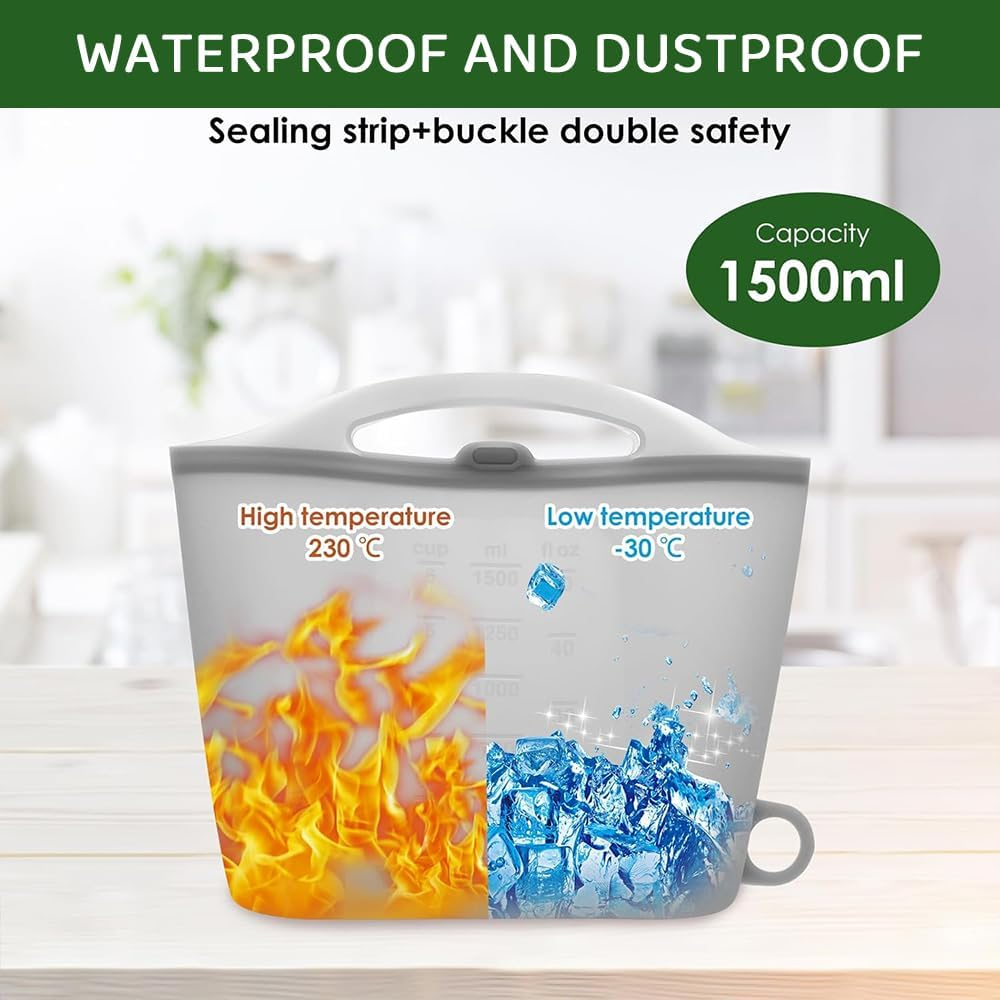 Silicone Steam Sanitizing Bag 1.5 L &ndash; Reusable Microwave Steam Bags for Baby Bottles, Breast Pump & Accessories &ndash; Fresh-Keeping Storage Bag for Travel & Home (Gray) image number 1