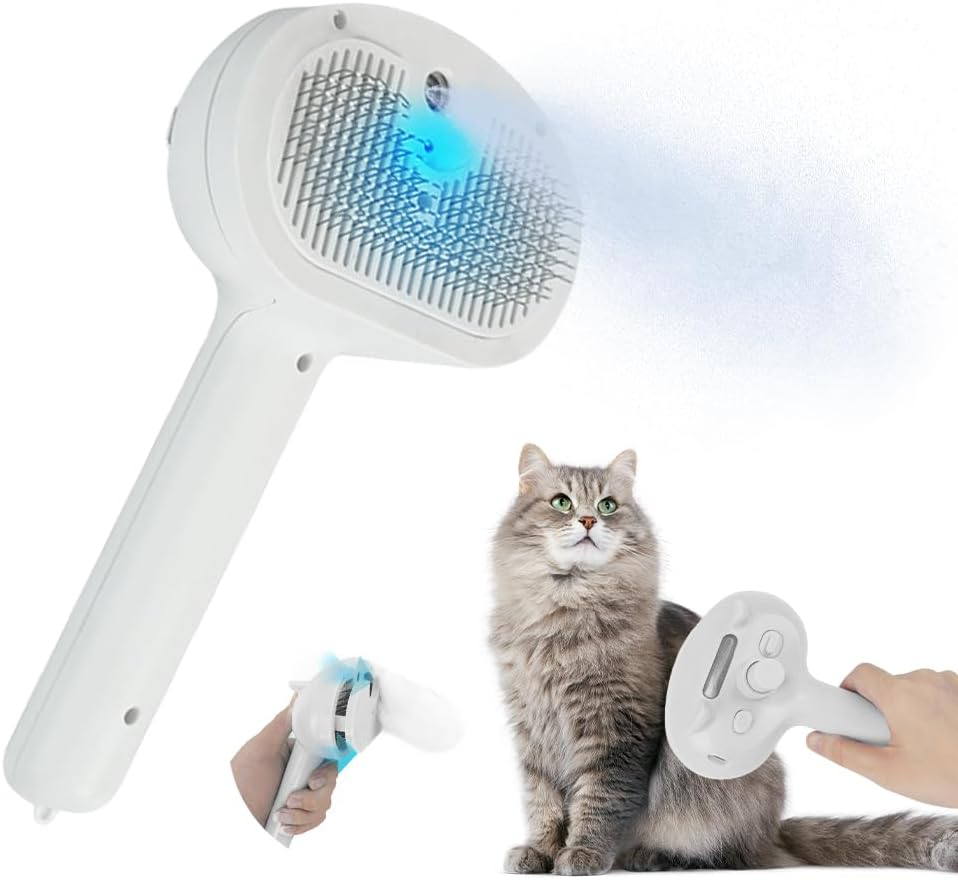 3-In-1 Cat Brush with Steam, Dog Brush with Steam, Clean Pet Hair from the Brush with One Button image number 4