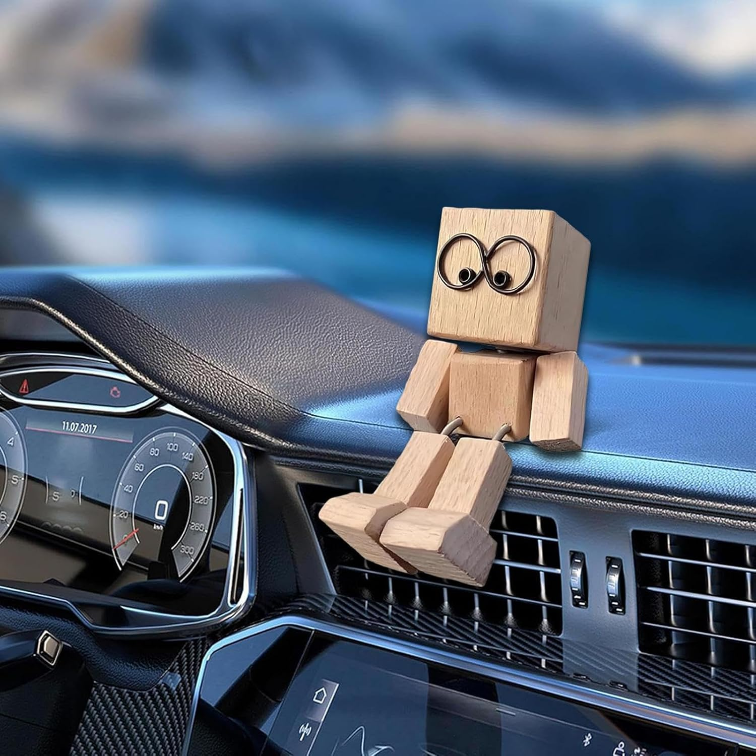 Wooden Shaking Man Dashboard Decoration, Handmade Wooden Shaking Car Ornament, Desktop Decor Car Ornaments for Truck Sedan SUV RV Dormitory Apartment Bedroom Living Room Hotel image number 3