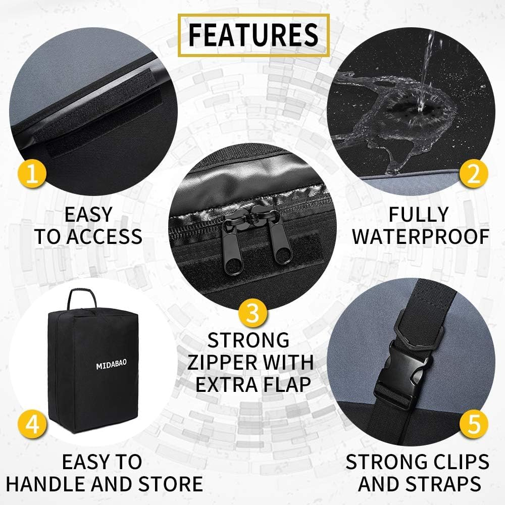 MIDABAO Thickened 20 Cubic Waterproof Duty Car Roof Top Carrier-Car Cargo Roof Bag Car Roof Top Carrier - 100% Waterproof & Coated Zippers - for Cars with or without Racks image number 5