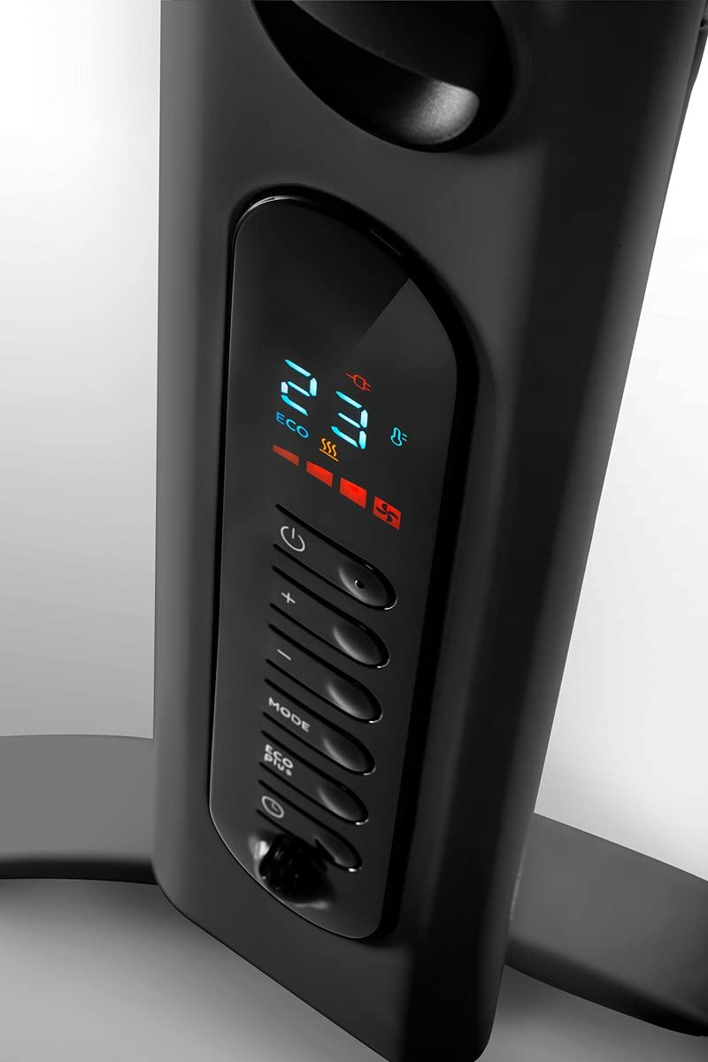 De'Longhi Slimstyle Convector Heater HSX4324EG, Low Energy Home Heater for Medium to Large Rooms, Eco plus Function, Safety Thermostat, 24-Hour Timer, 2400W, Black image number 1