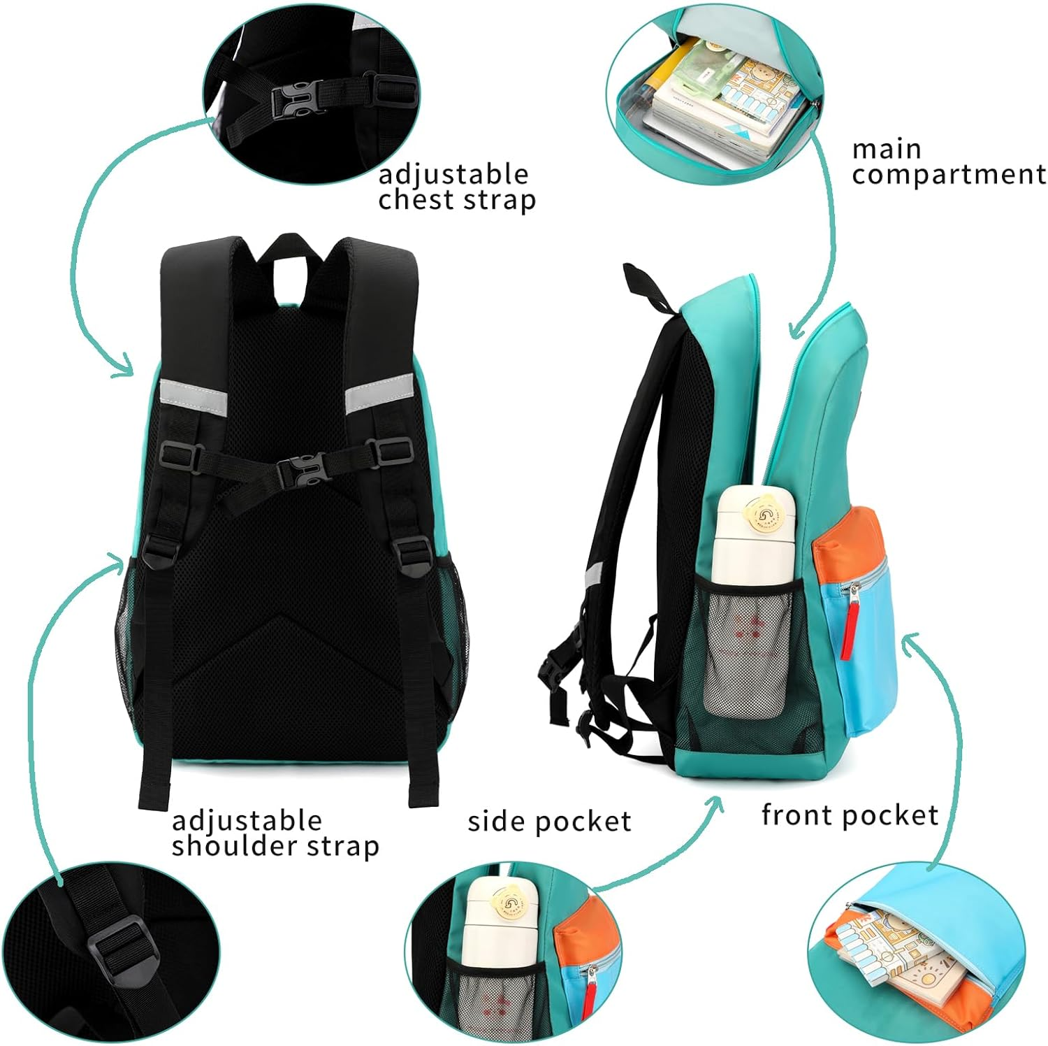 BEFUNIRISE Backpack Set for Girls Boy Kids Backpack with Lunch Box for Elementary Primary Kindergarten School Bag image number 6