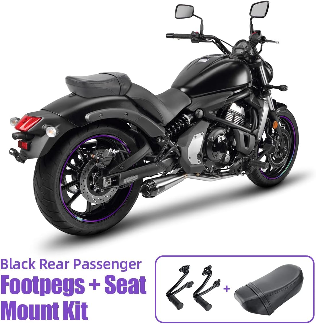 Passenger Seat and Foot Pegs Kit for Kawasaki Vulcan 650 VN650 2015-2023 image number 4
