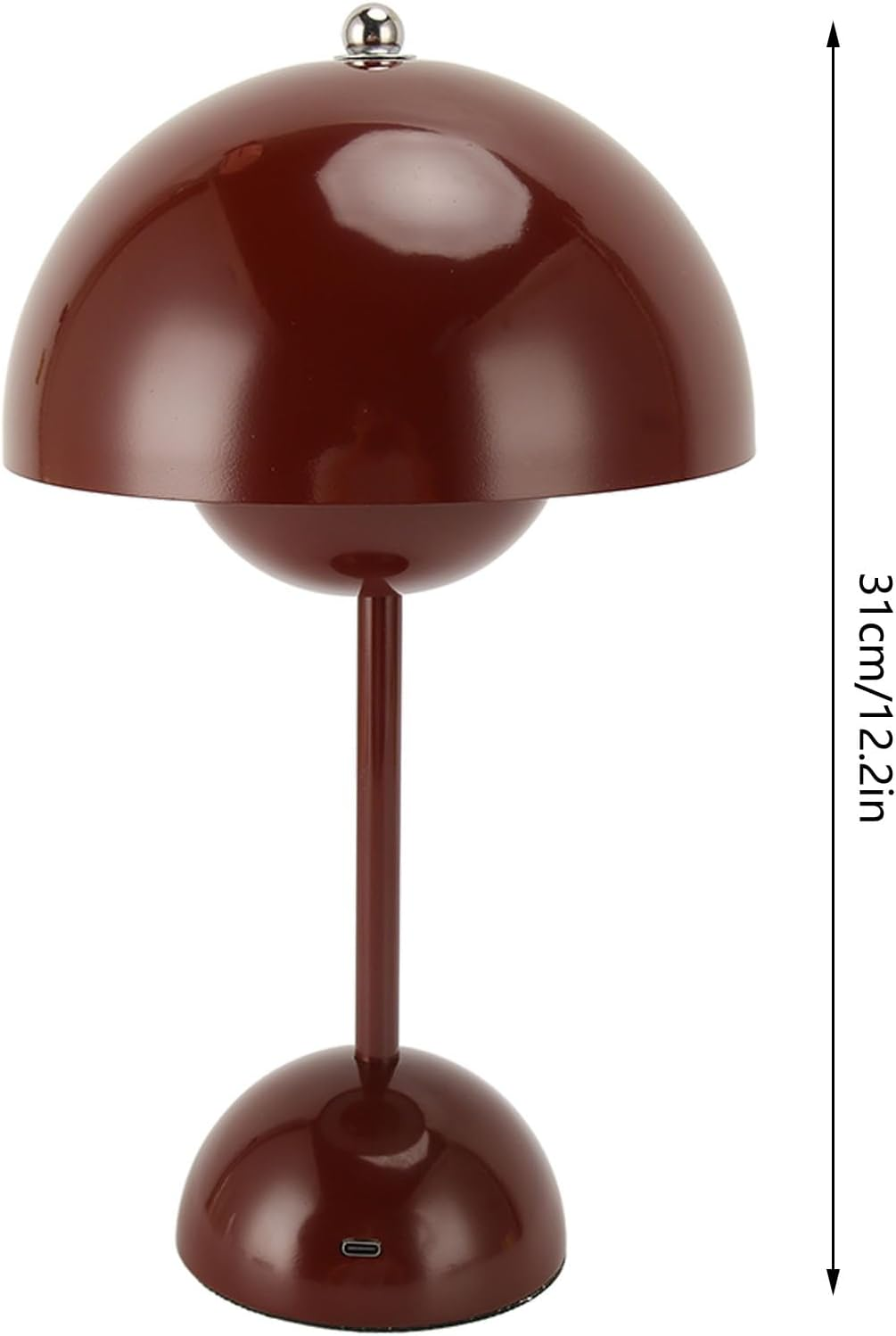Pomya Mushroom Table Lamp, Small Bedside Table Lamp Iron Stepless Dimming 3 Lighting Modes Touch Dimmable for Living Rooms (Wine Red) image number 4