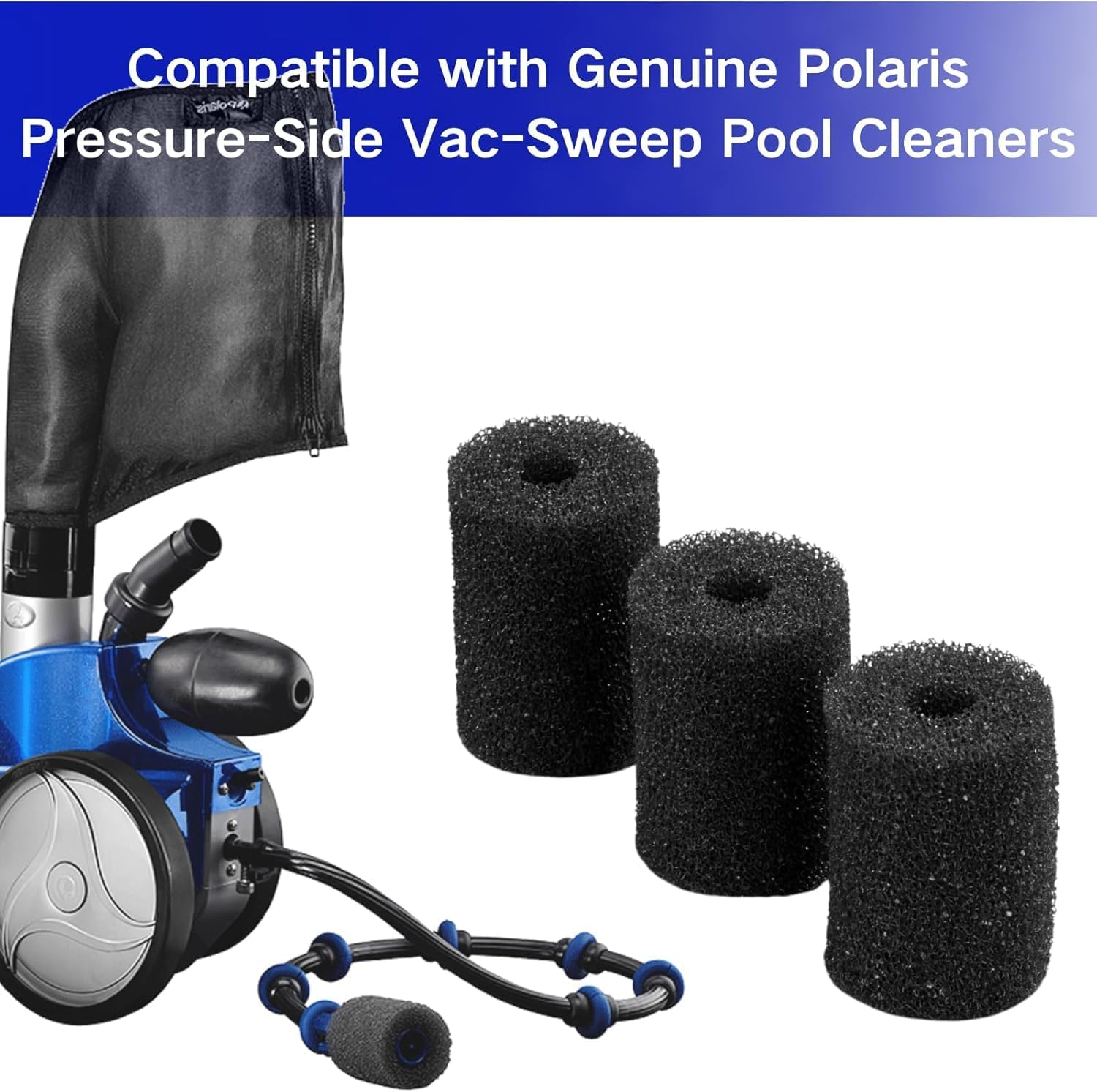 12 Pack Polaris Pool Cleaner Parts Replacement Kit with Tail Sweep Pro & 2 Tail Hose Scrubbers for 280 360 380 180 480 3900 Models - Blue image number 3
