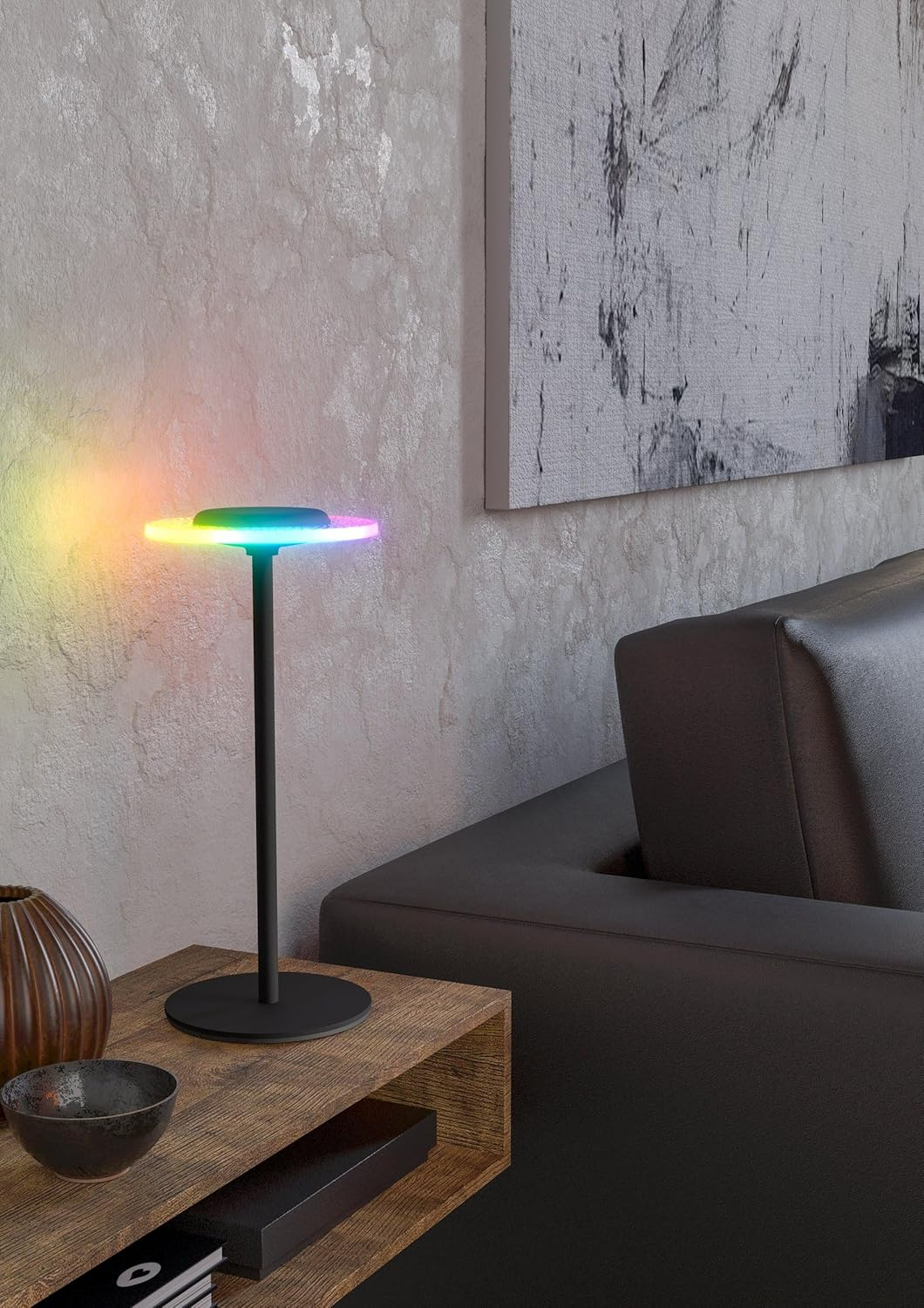 EGLO Trepella LED Battery Table Lamp, Wireless Table Lamp, Touch Dimmable with Colour Changing, Bedside Lamp Made of Metal in Black and Plastic in Transparent, RGB, Warm White image number 4