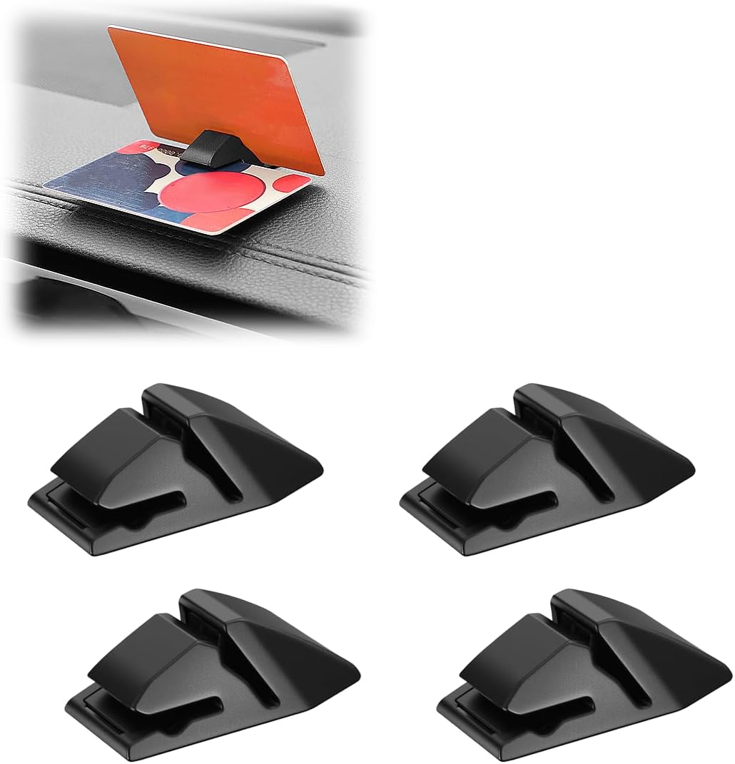 Car Dashboard Card Holder, Self-Adhesive Automotive Business Card Organizer Clip, Portable Auto Temporary Parking Ticket Organizer, Vehicle Interior Storage Accessories (2PCS)