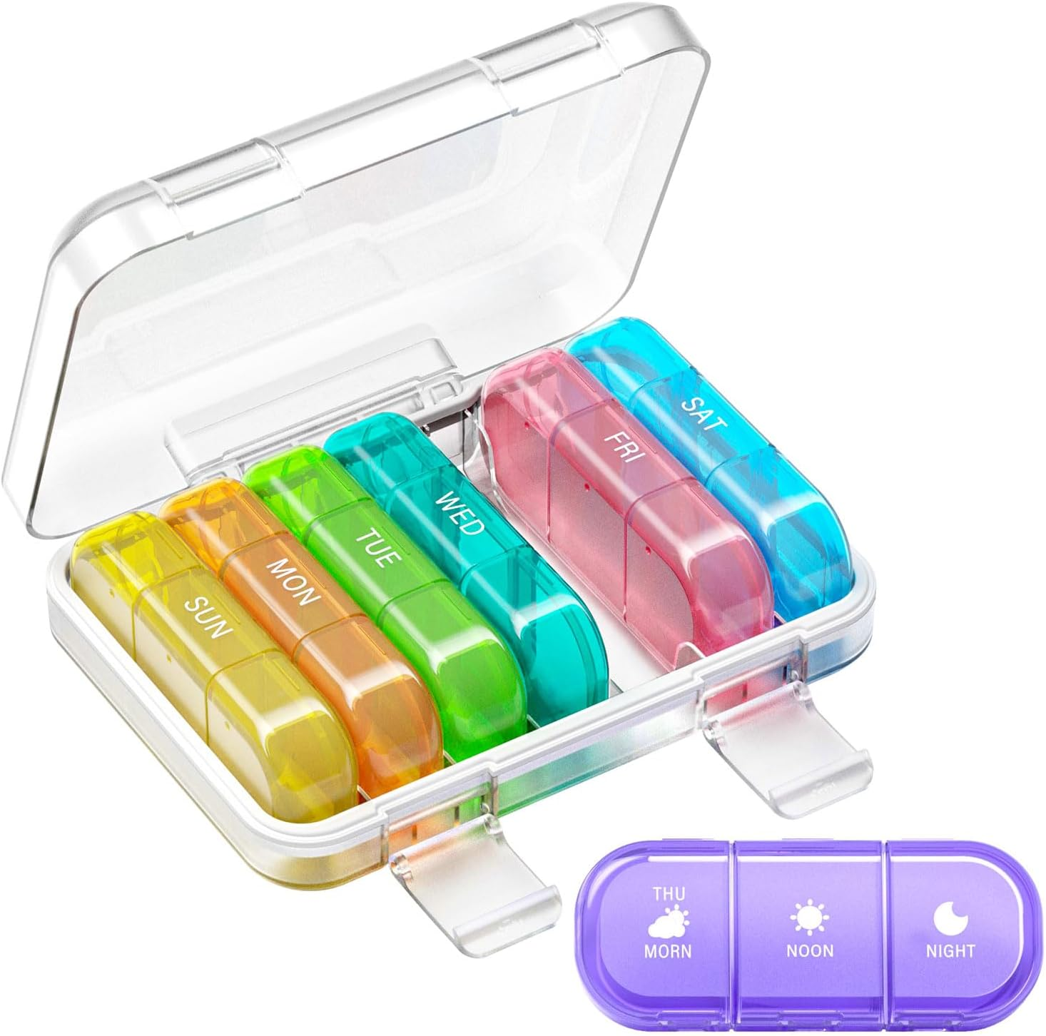 Weekly Pill Organizer 3 Times a Day, 7 Day Portable Pill Box for Pills, Vitamins, Fish Oil, Medication, Supplements (3X7 Black)