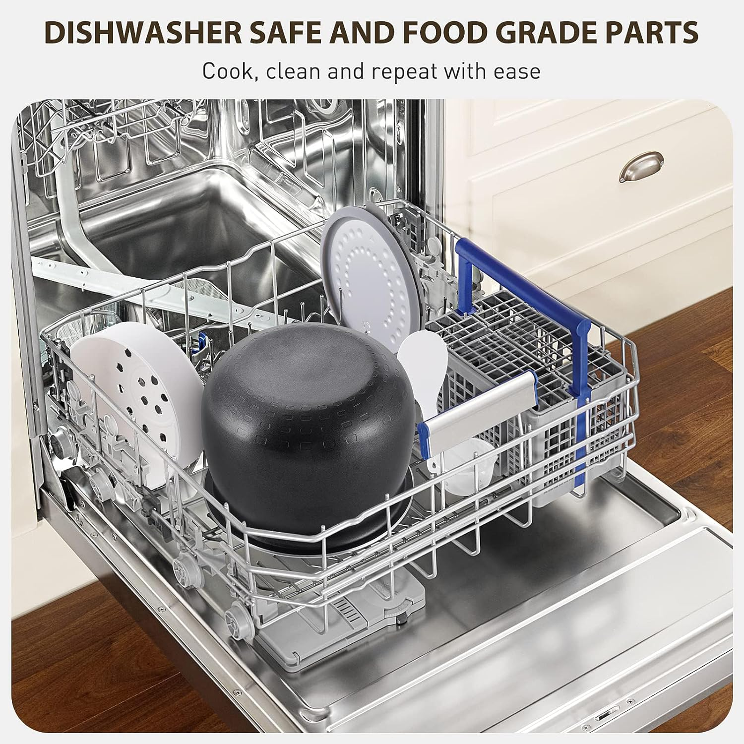 Mini Rice Cooker, 1.6L Portable Healthy Nonstick Small Rice Cooker with Food Steamer, 12H Pre-Set Function, Touch-Screen, for White Brown Rice Quinoa Oatmeal Soup, Bpa-Free, White image number 3