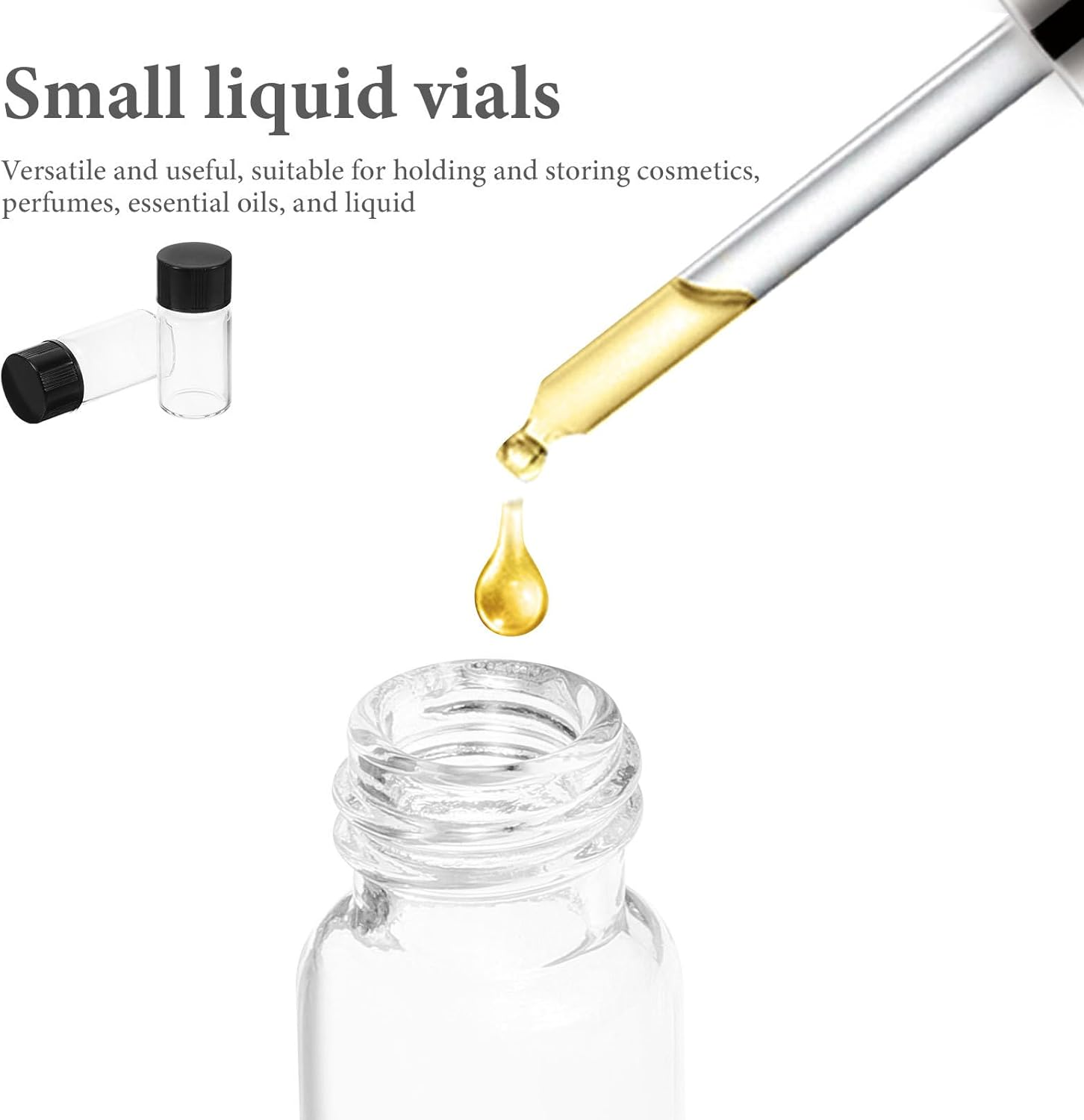 10 Pcs Clear Glass Vials with Screw Caps Small Liquid Sample Vials 3Ml Leak-Proof Vial for Water Samples, Pill, Essential Oil image number 2