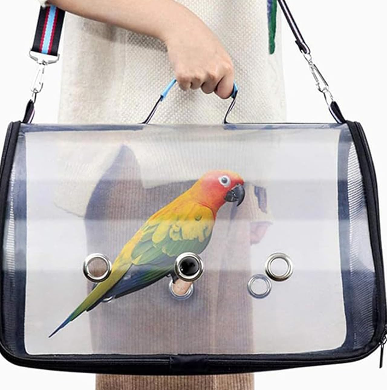 Bird Carrier Portable,Lightweight Breathable Parrot Outgoing Bags,Small Pet Transport Bag with Shoulder Strap, Bag for Carrying Birds, Rats, Guinea Pigs, Squirrels image number 5
