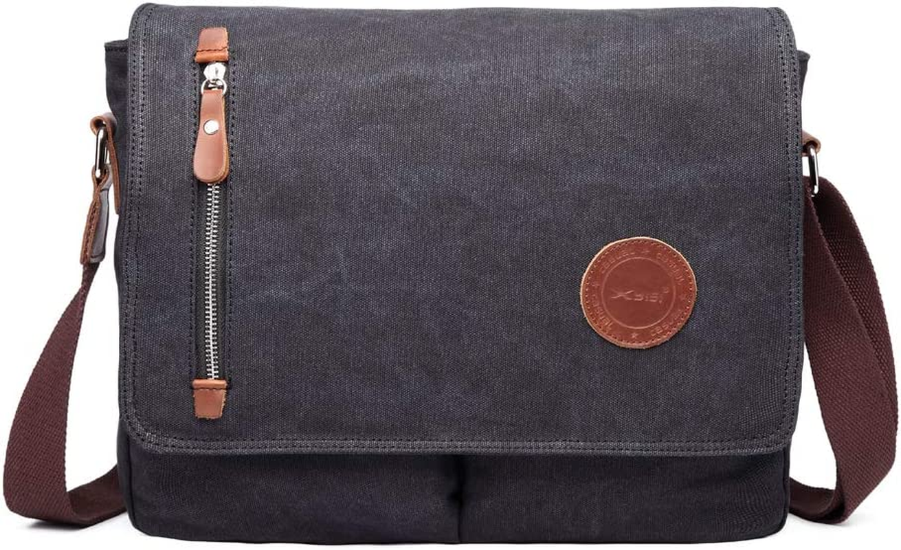 13 Inch Vintage Men'S Canvas Messenger Bag Laptop Shoulder Satchel Crossbody Sling Bookbag School Bag Briefcase Laptop Bag (Grey)