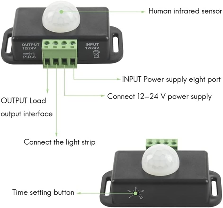 Elqater Automatic Sensor Switch IR Infrared Detector Light Switch Module DC 12 24V 8A for LED Strip image number 5