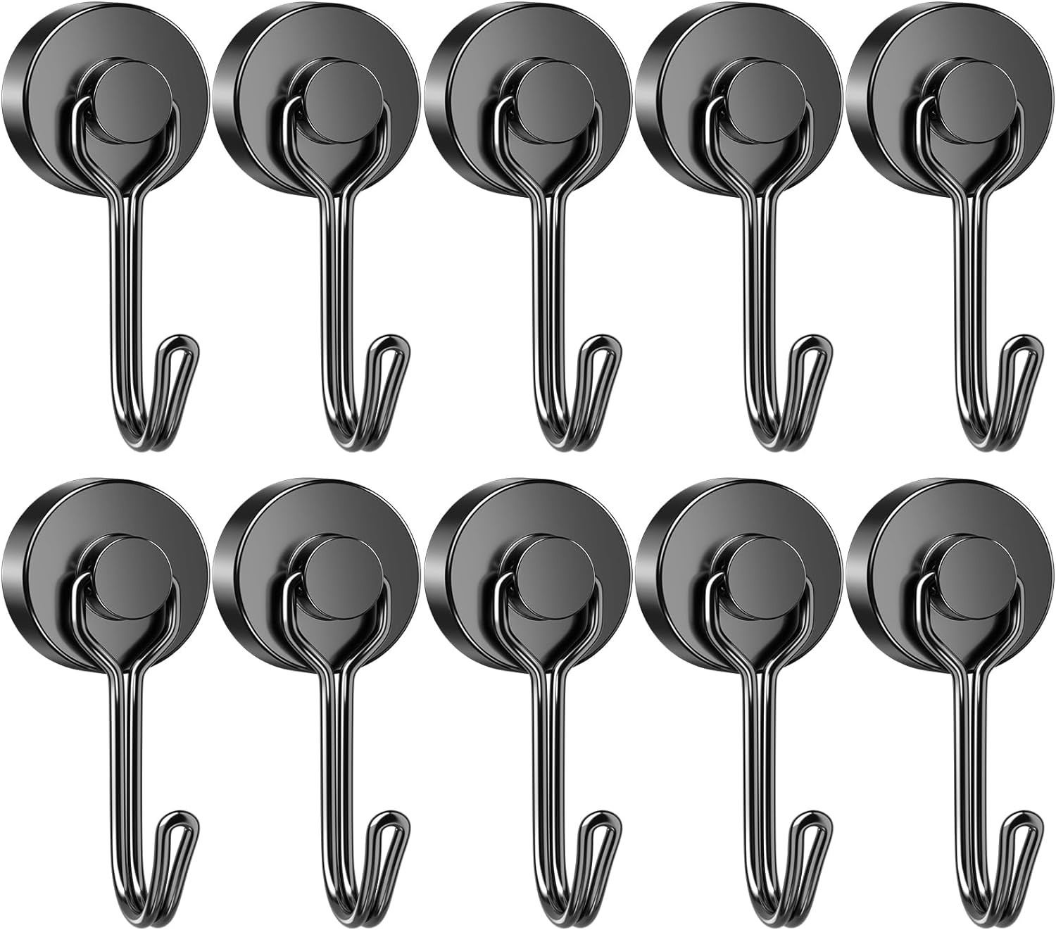 Grtard 10 Pack Black Magnetic Hooks 35 LBS Heavy Duty Neodymium Magnet Hook, Strong Swivel Swing Magnetic Hooks, Magnet with Hooks for Hanging, Home, Office, Classroom, Locker, Workplace