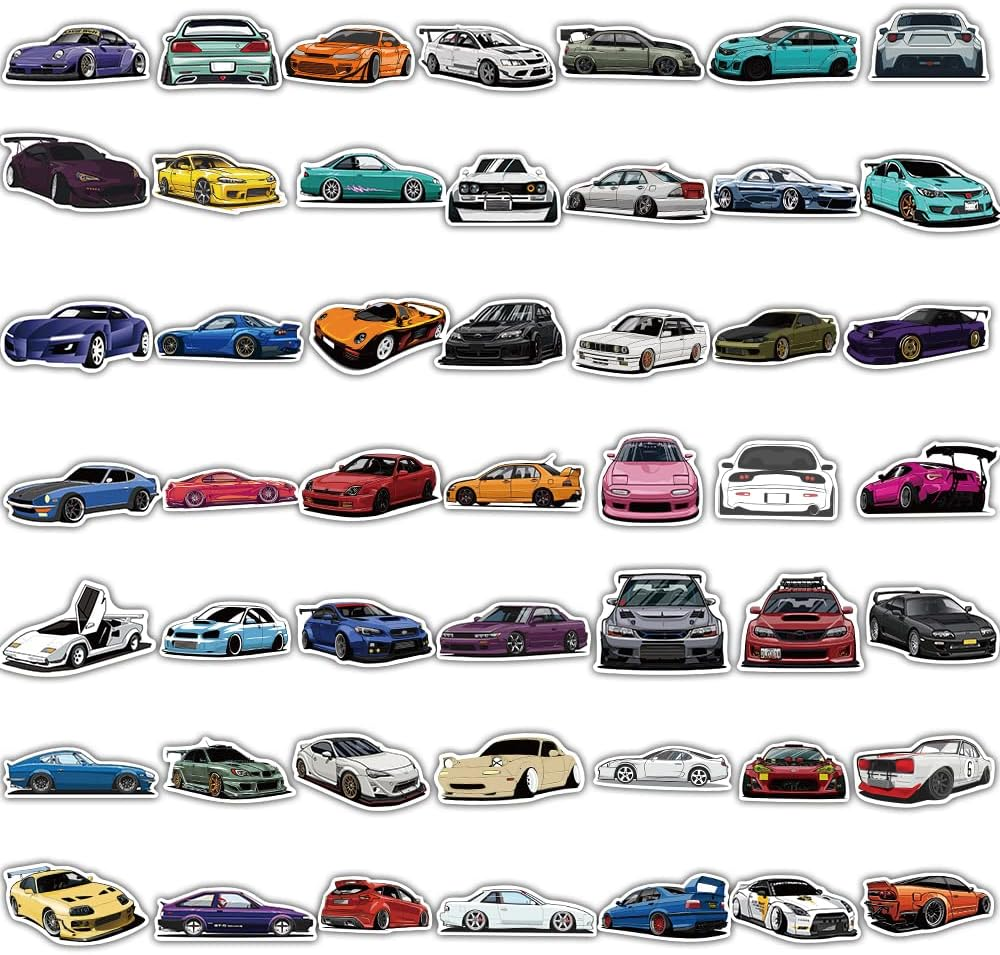 100Pcs JDM Car Stickers, Racing Sport Car Stickers Vinyl Waterproof for Water Bottles Laptop Guitar Skateboard Scrapbook JDM Decals Car Stickers for Men Teens Adults Kids