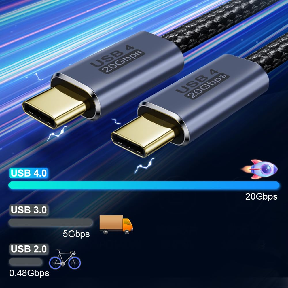 Eastele USB4 Cable, 2 Meter, Supports 4K@60Hz Video/ 100W Charging / 20Gbps for Thunderbolt 4 3 Cable PD3.1 Fast Charge USB-C to USB Type-C Cable Macbook Pro Air Ipad Samsung Lenovo Dell HP Laptop image number 4